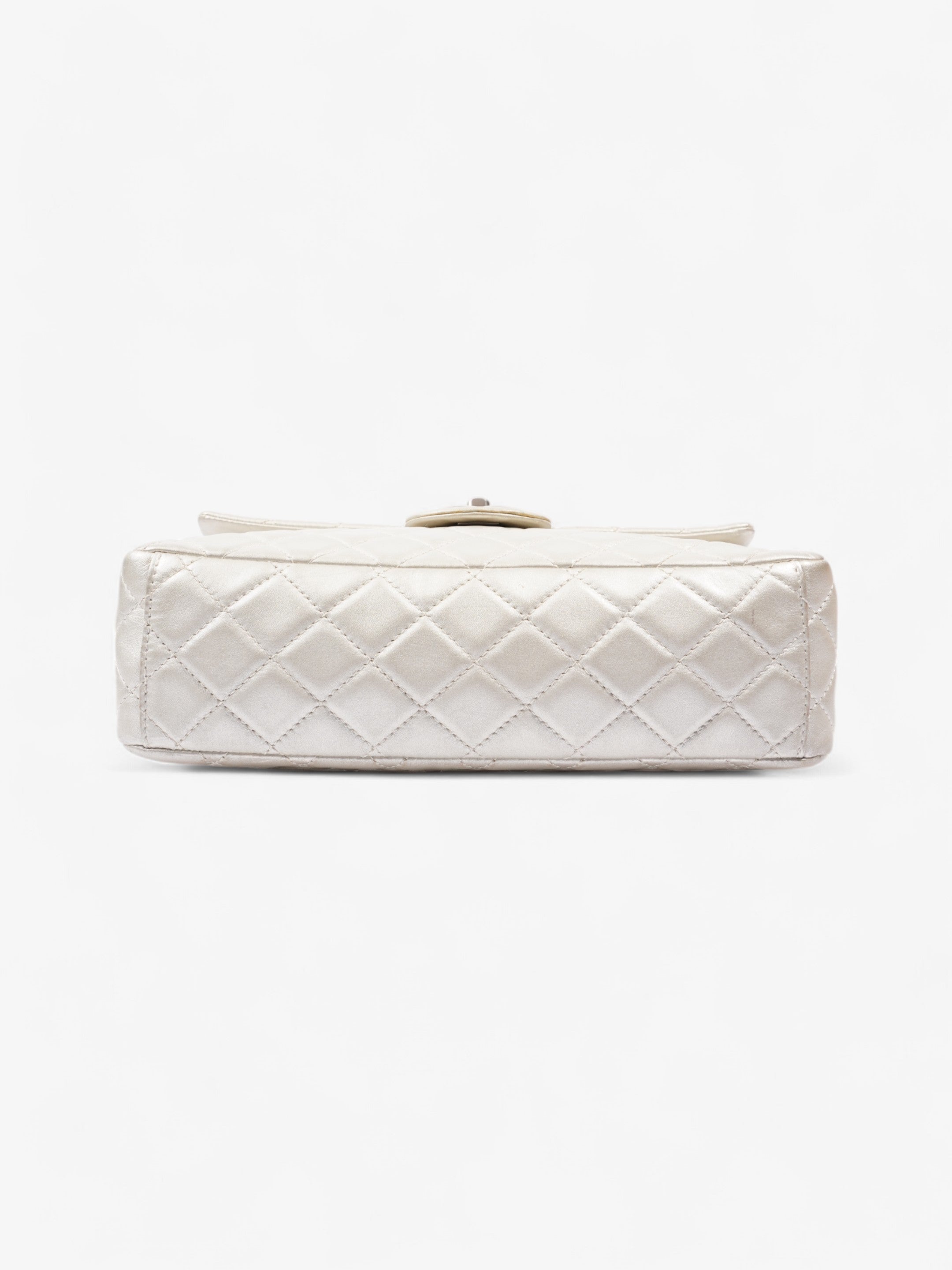 Chanel Classic Single Flap Metallic Grey Lambskin Leather Maxi