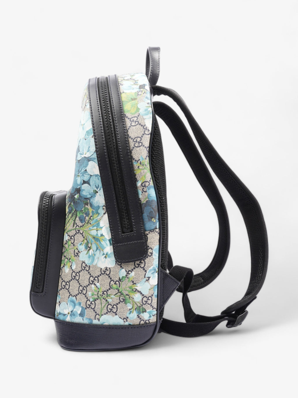 Gucci Blooms Backpack Blue Floral GG Supreme Coated Canvas