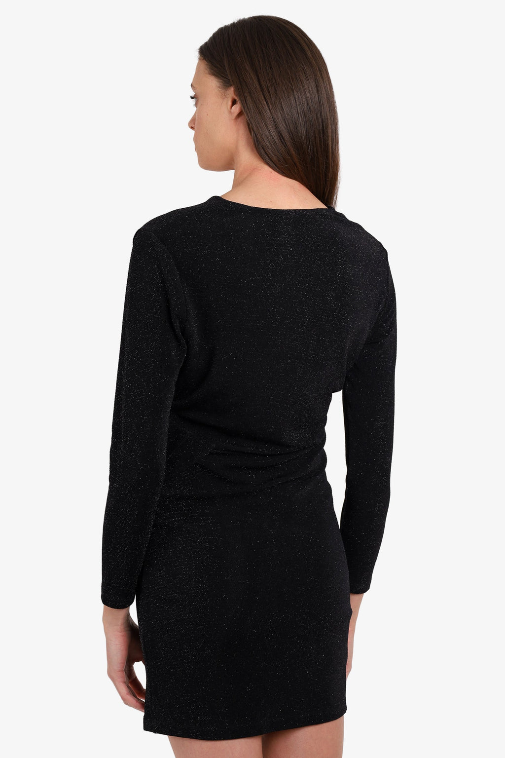 IRO Black Glitter Ruffled Mini Dress Size 42