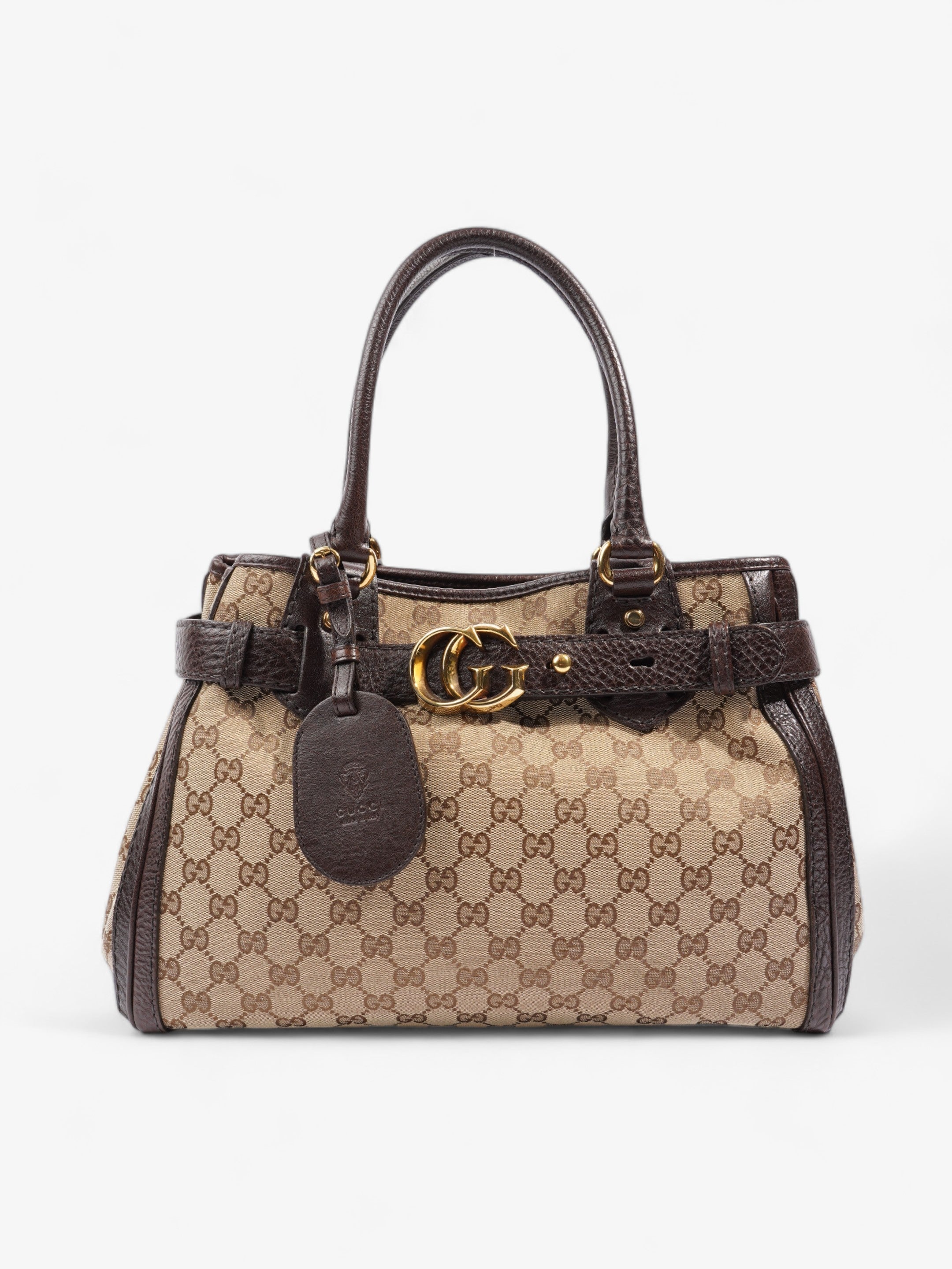 Gucci Running Tote Beige And Ebony GG Supreme Canvas Medium