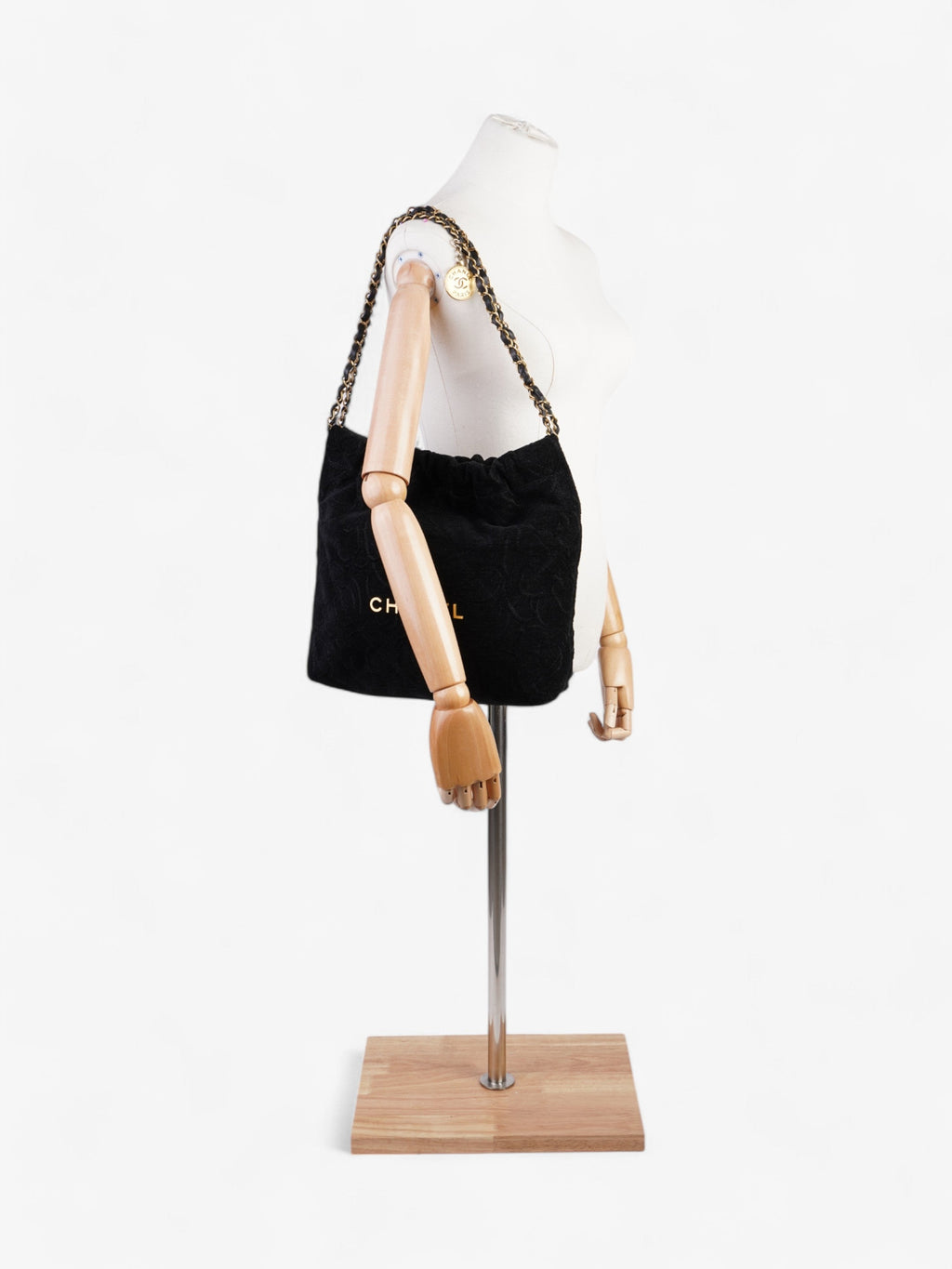 Chanel 22 Chain Black Denim Medium