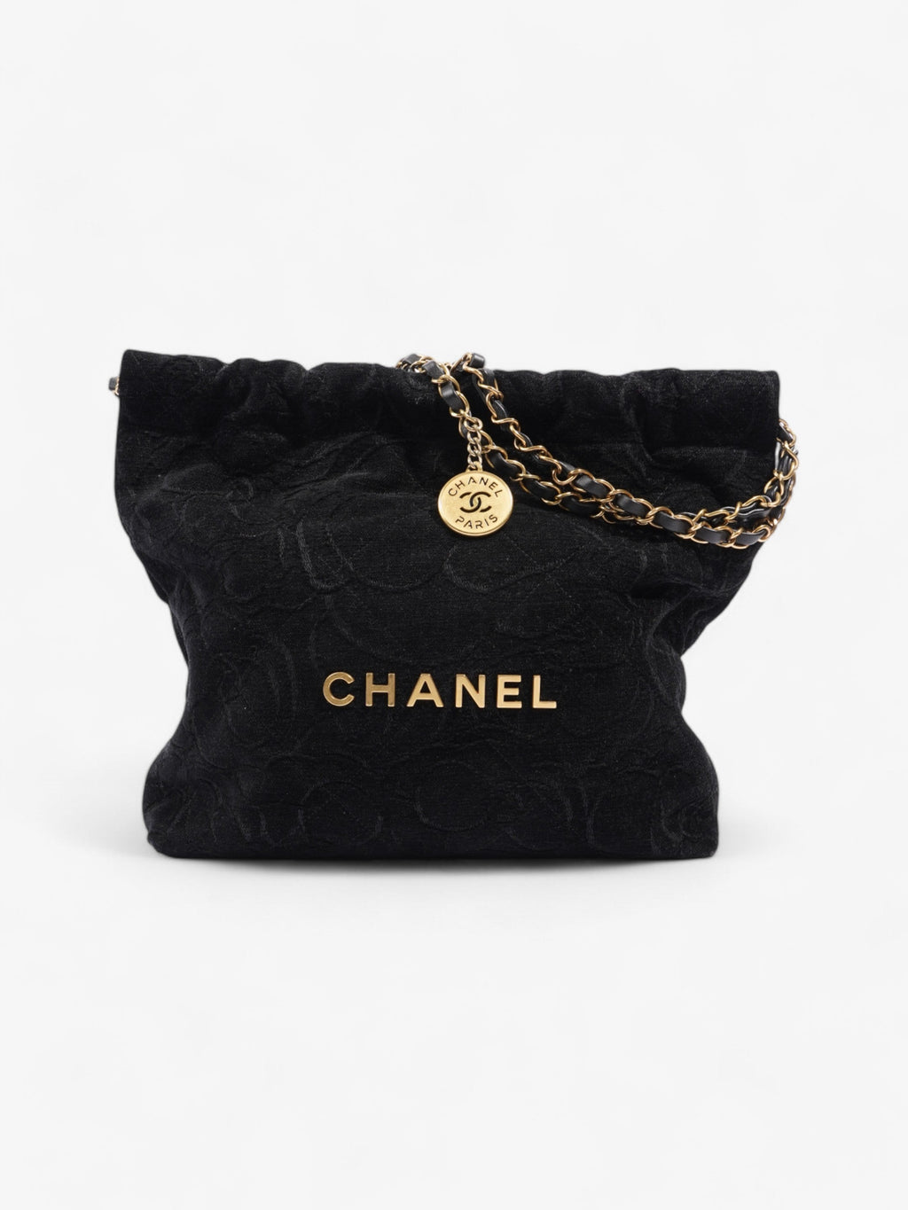 Chanel 22 Chain Black Denim Medium