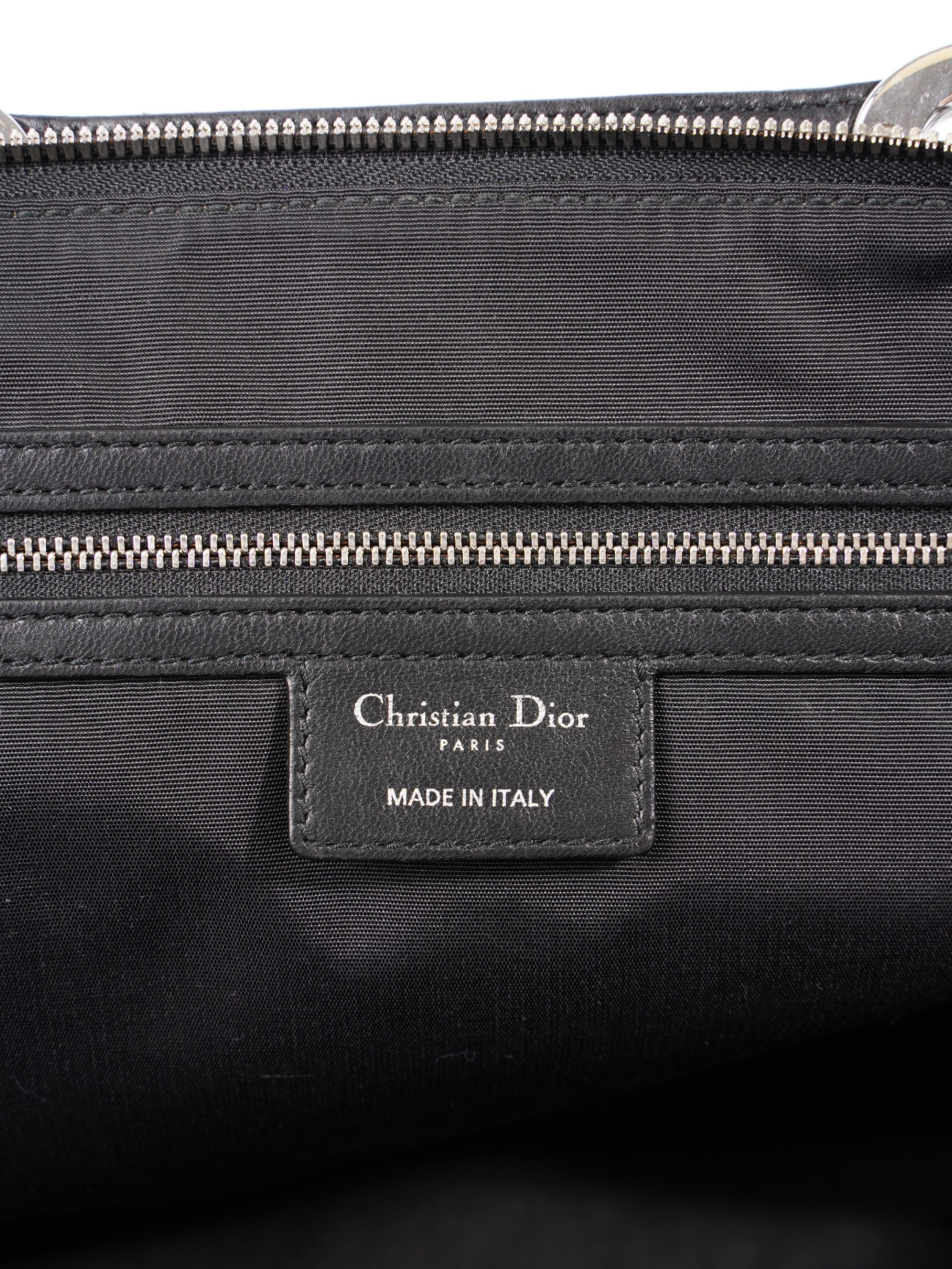Christian Dior Quilted Tote Black Lambskin Leather Large