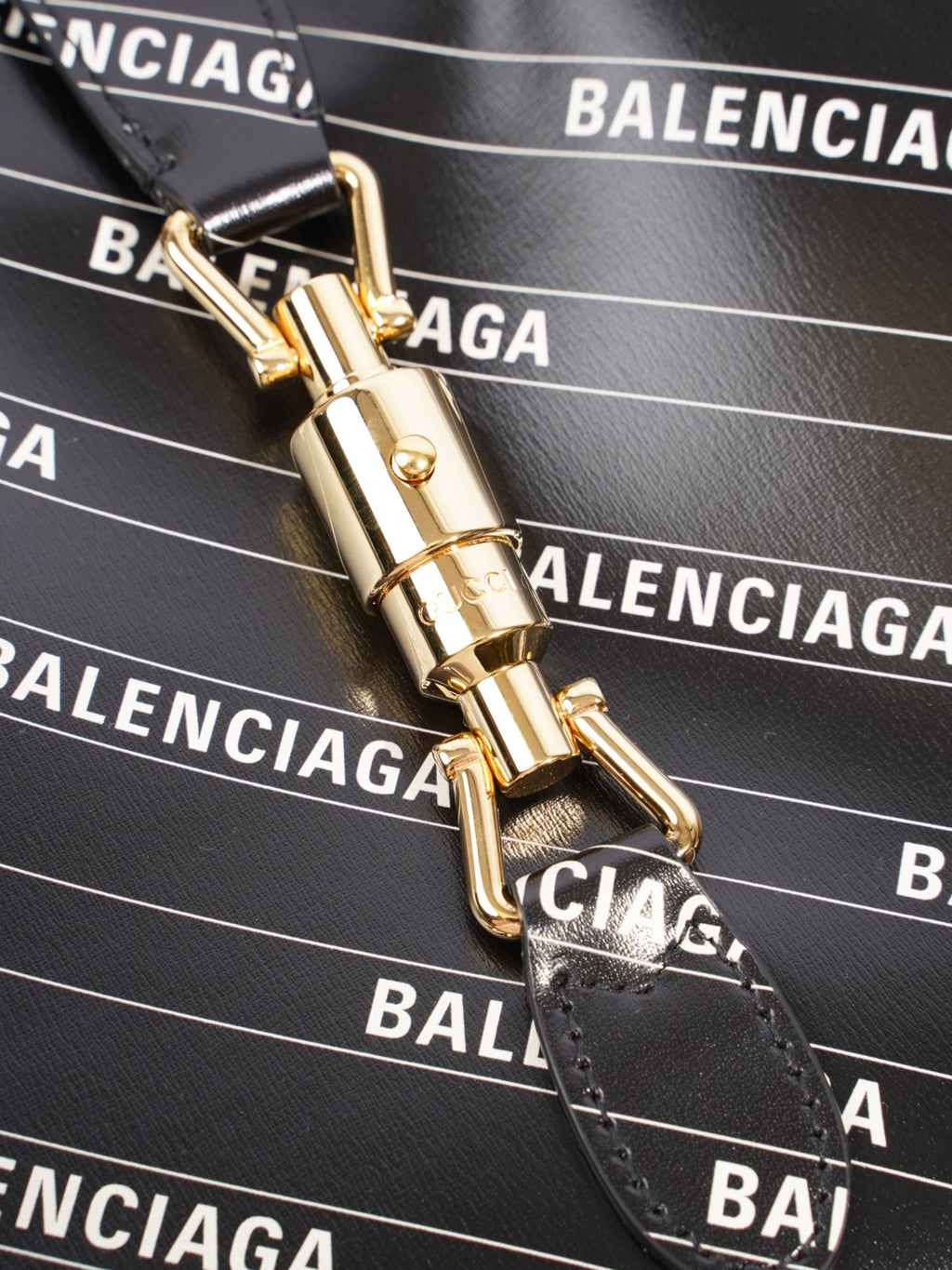 Gucci Gucci x Balenciaga Jackie Black / White Leather Medium