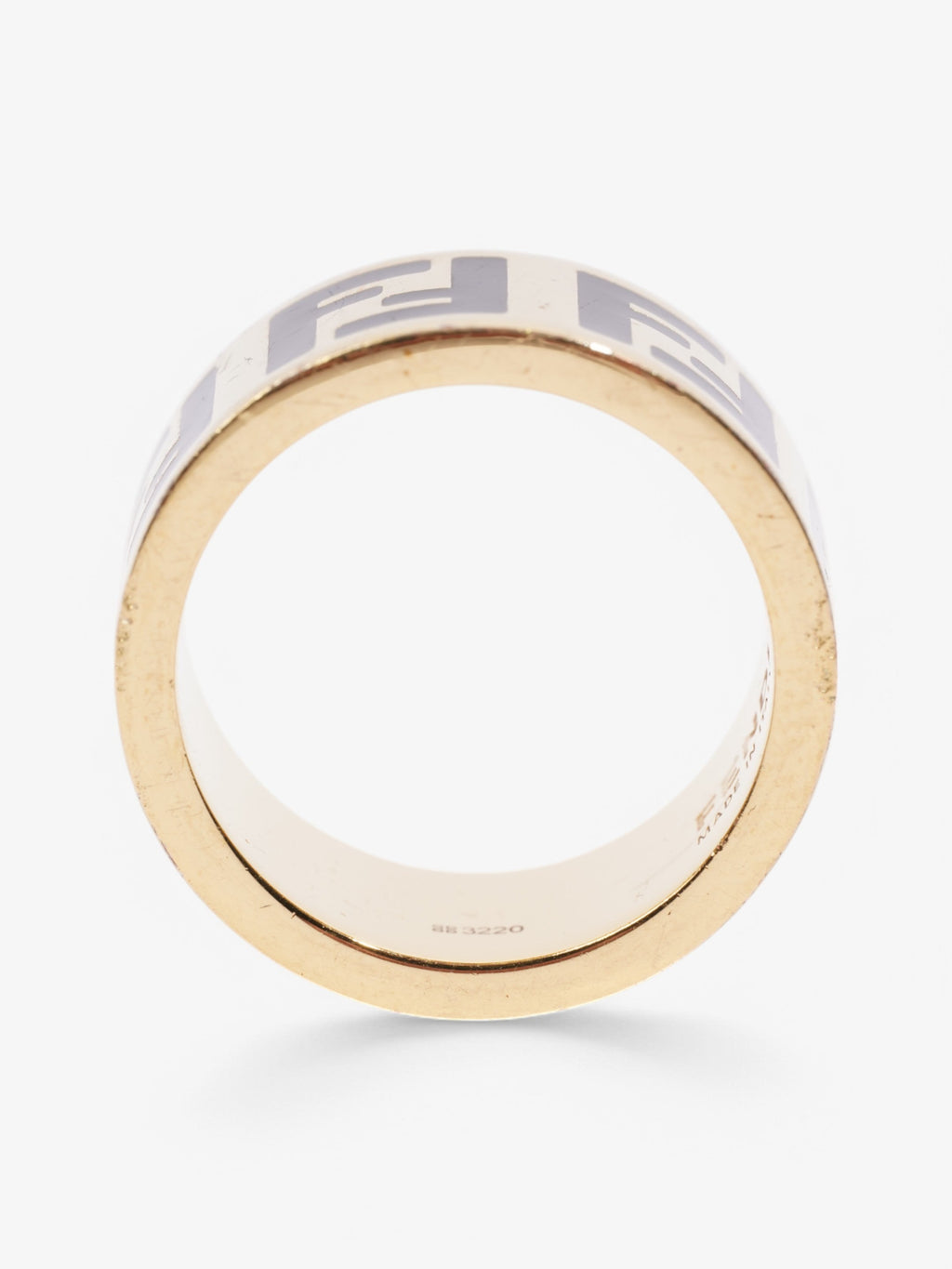 Fendi FF Ring Gold / Black Base Metal Medium (Circumference - 55mm)
