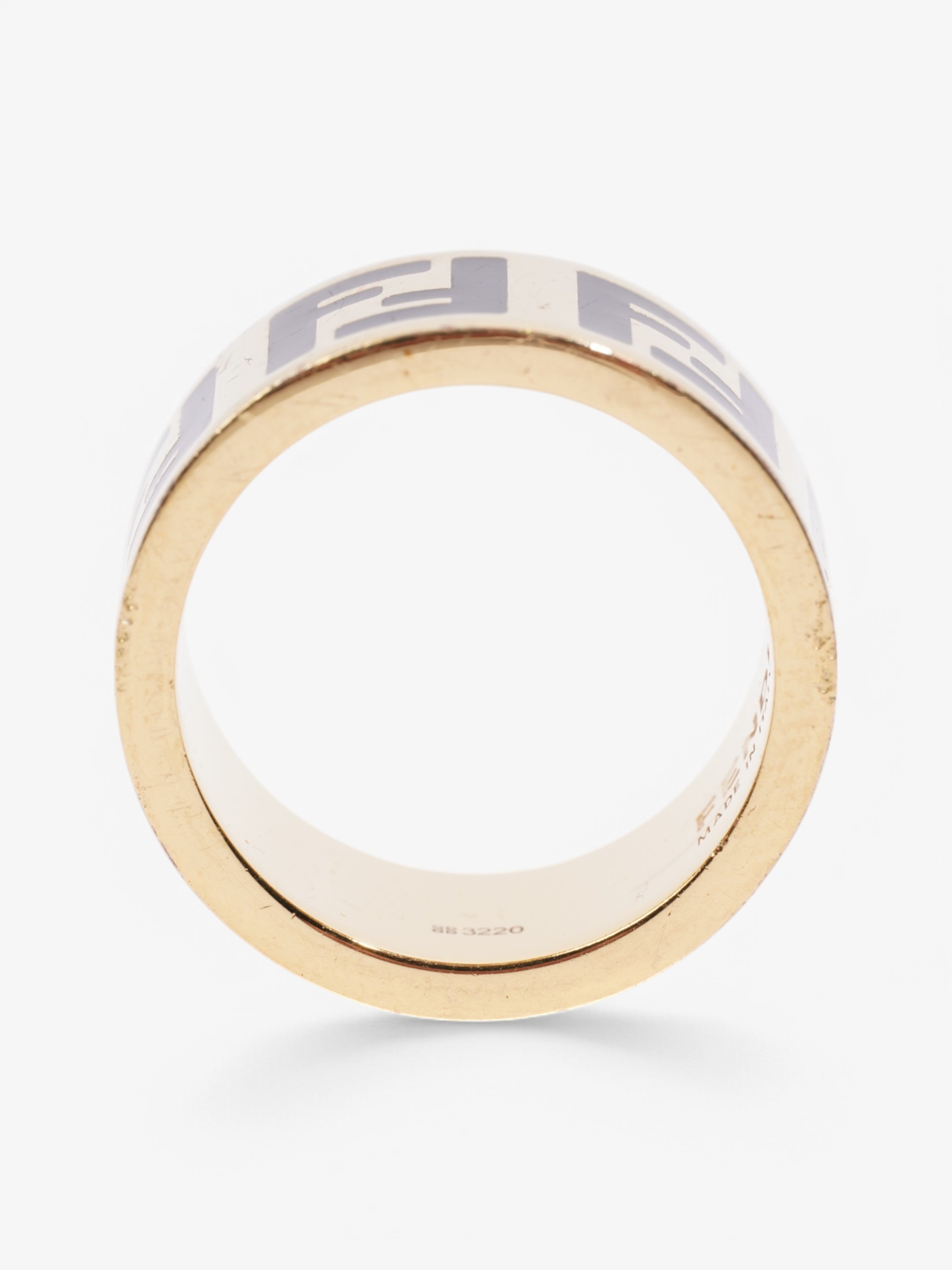 Fendi FF Ring Gold / Black Base Metal Medium (Circumference - 55mm)