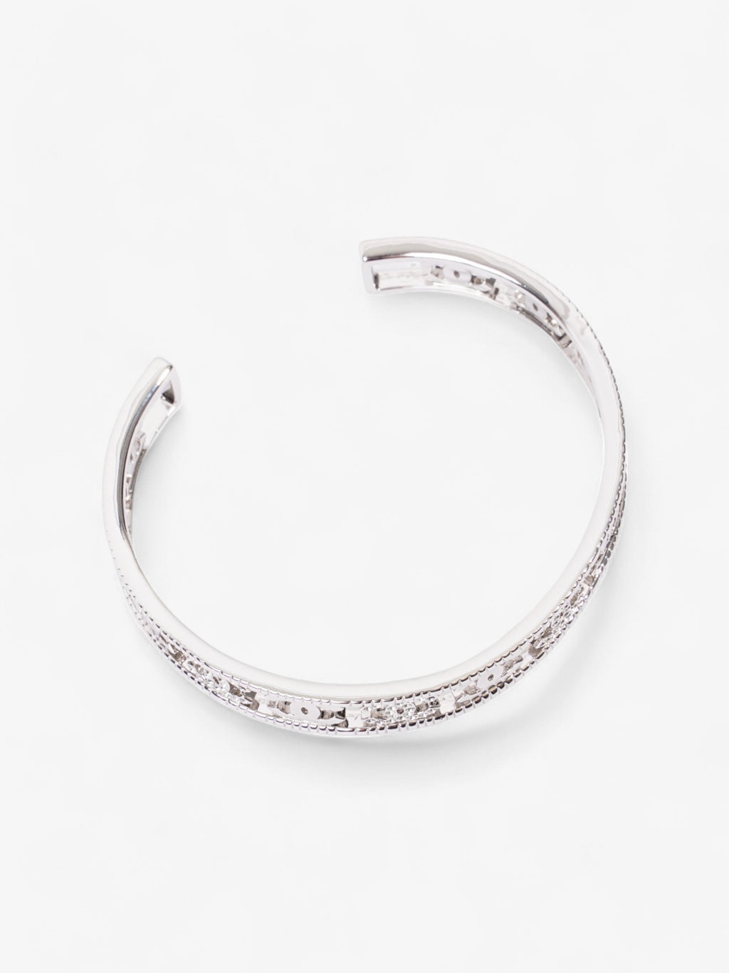 Chanel Iconic CC Crystal Bangle Silver / White Base Metal Medium