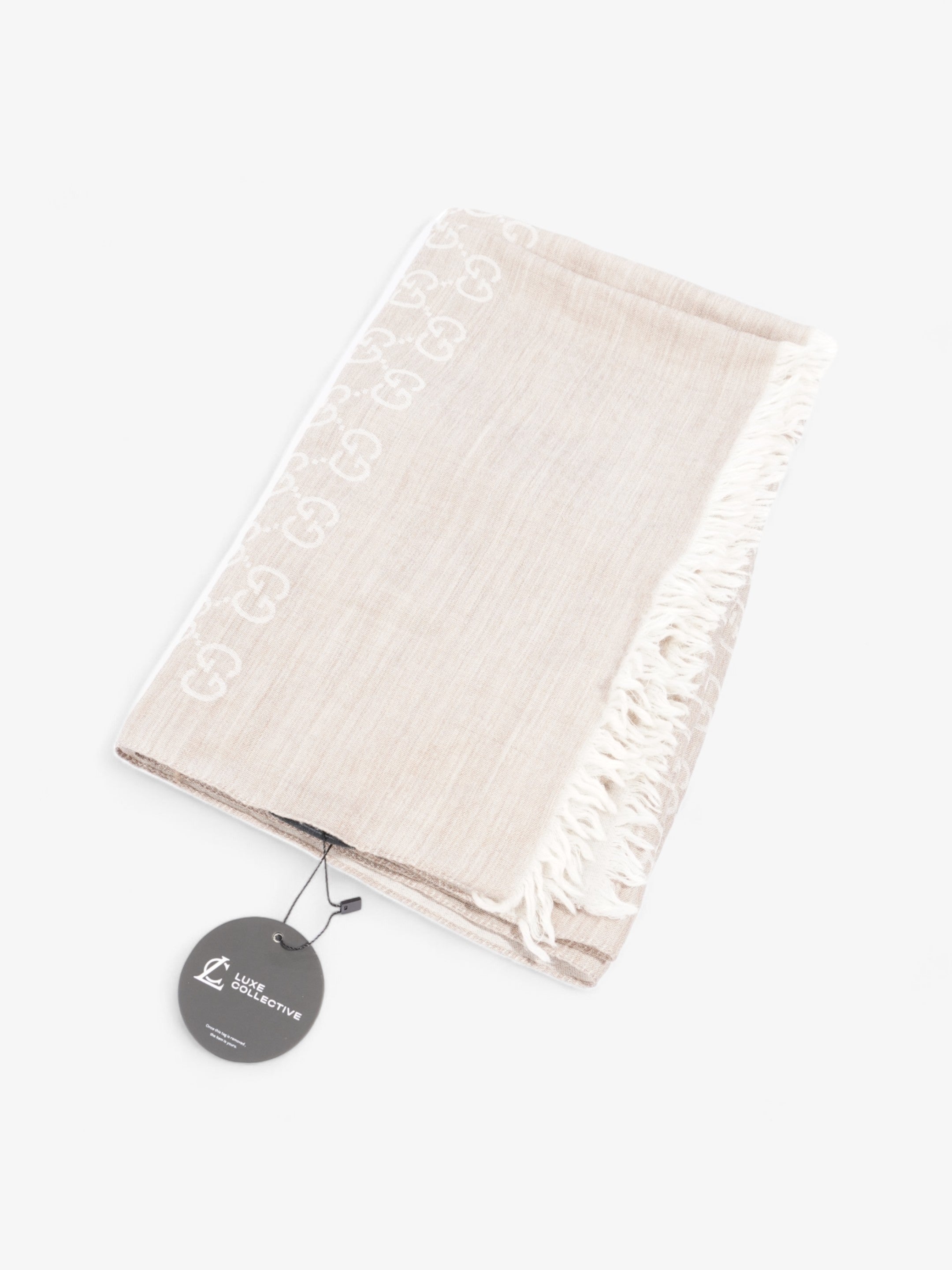 Gucci GG Scarf Grey / Beige Wool