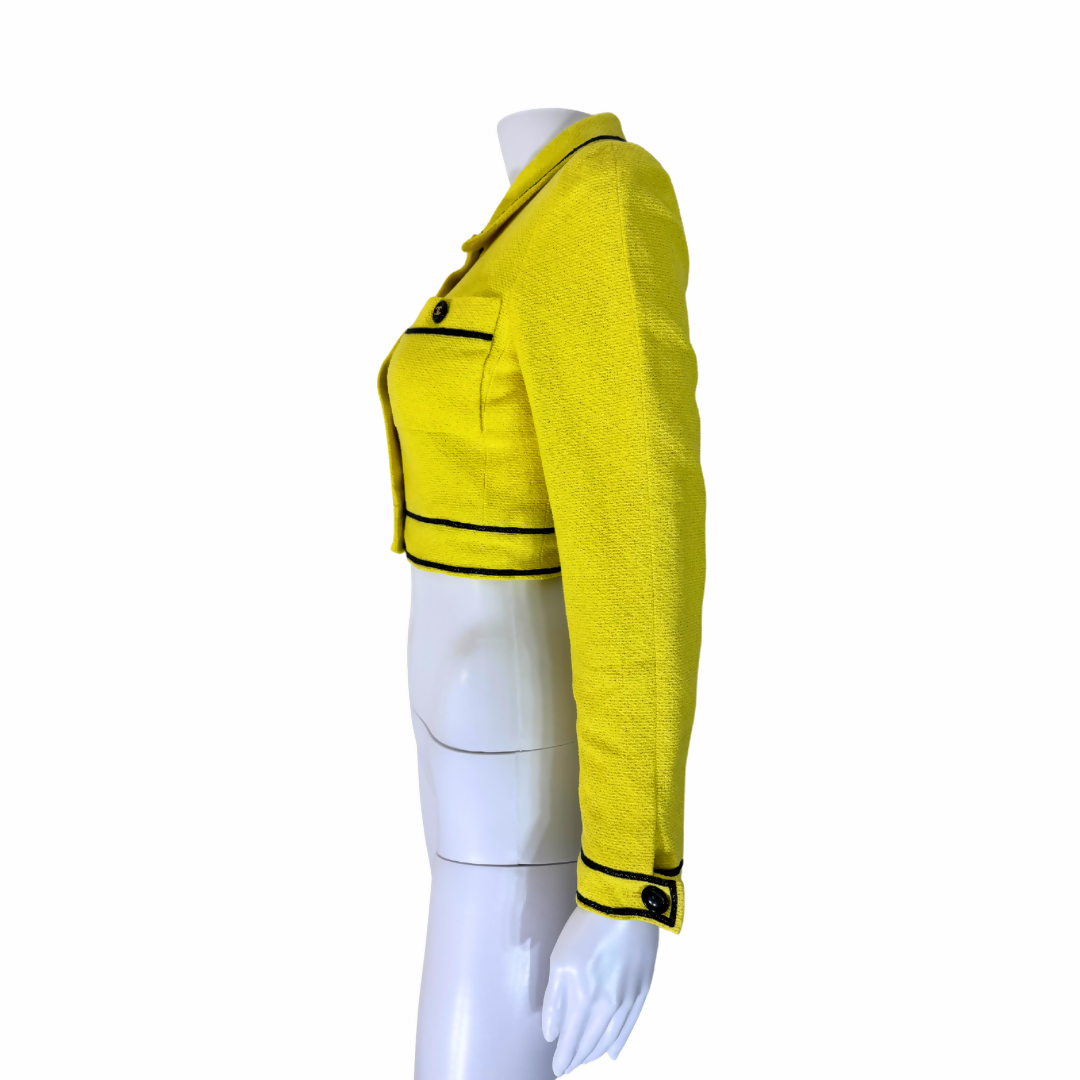 Chanel Vintage 95P Yellow Copped Jacket