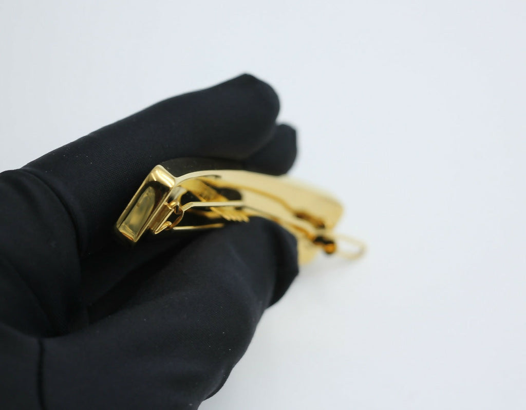 Chanel B21S Metal Burgundy Gold Edge English Long Hair Clip
