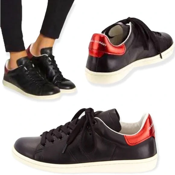 ISABEL MARANT BART LOW-TOP LEATHER SNEAKERS
