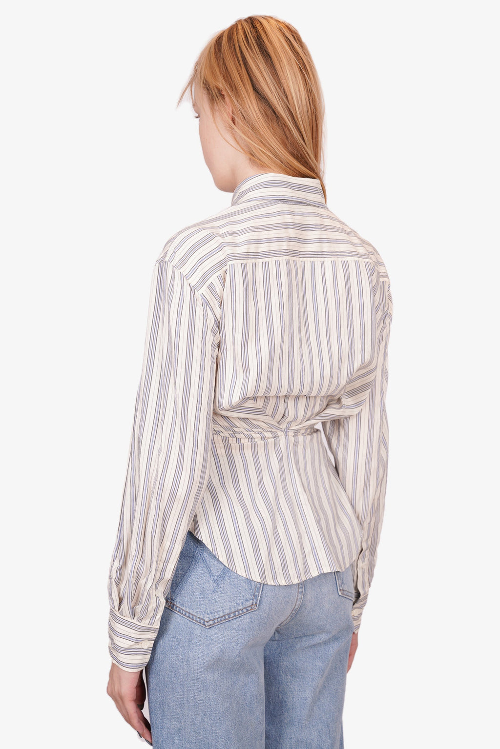 Isabel Marant Beige/Blue Striped Twisted Shirt Size 34