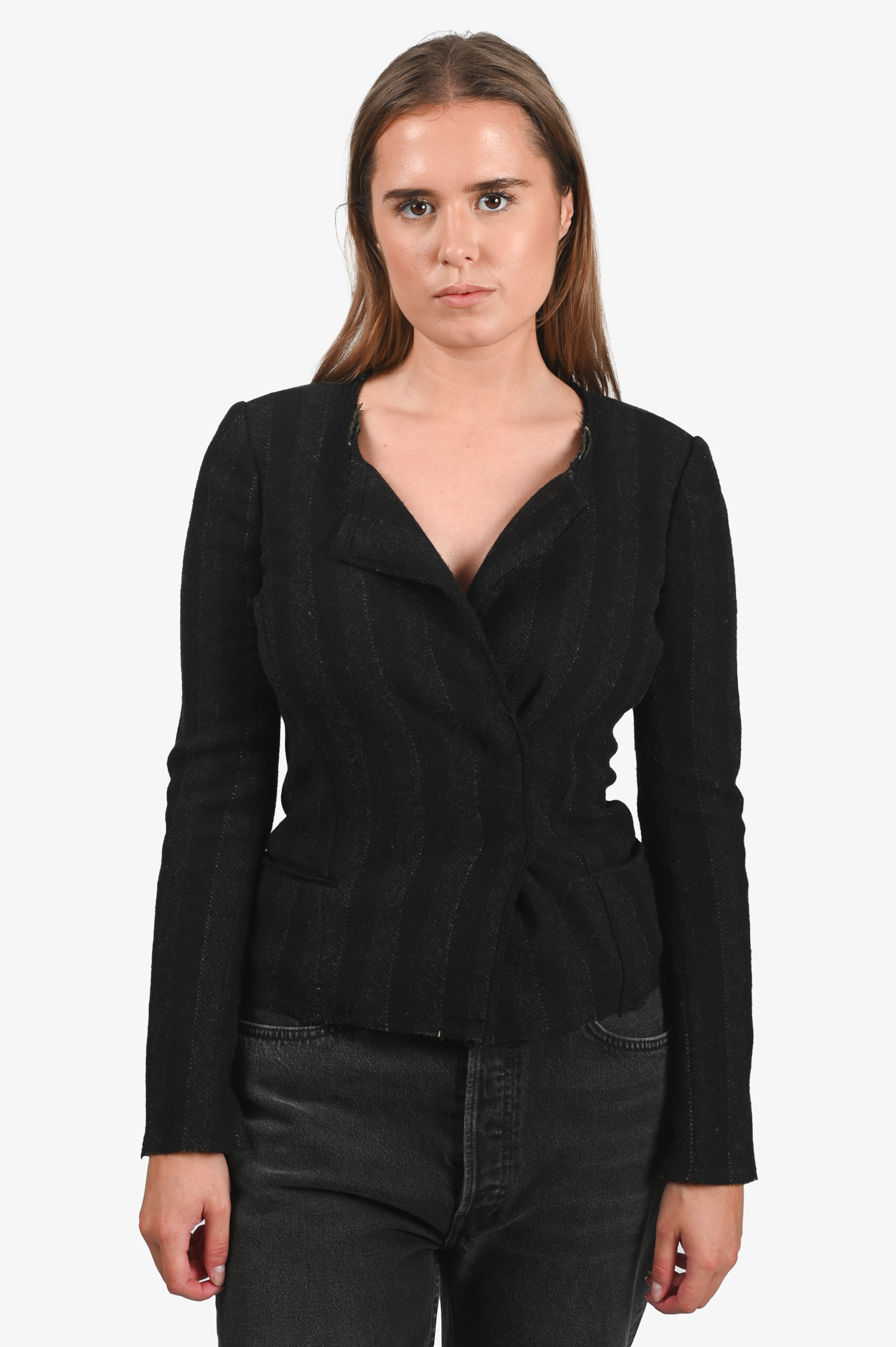 Isabel Marant Etoile Black Wool Striped Jacket Size 36