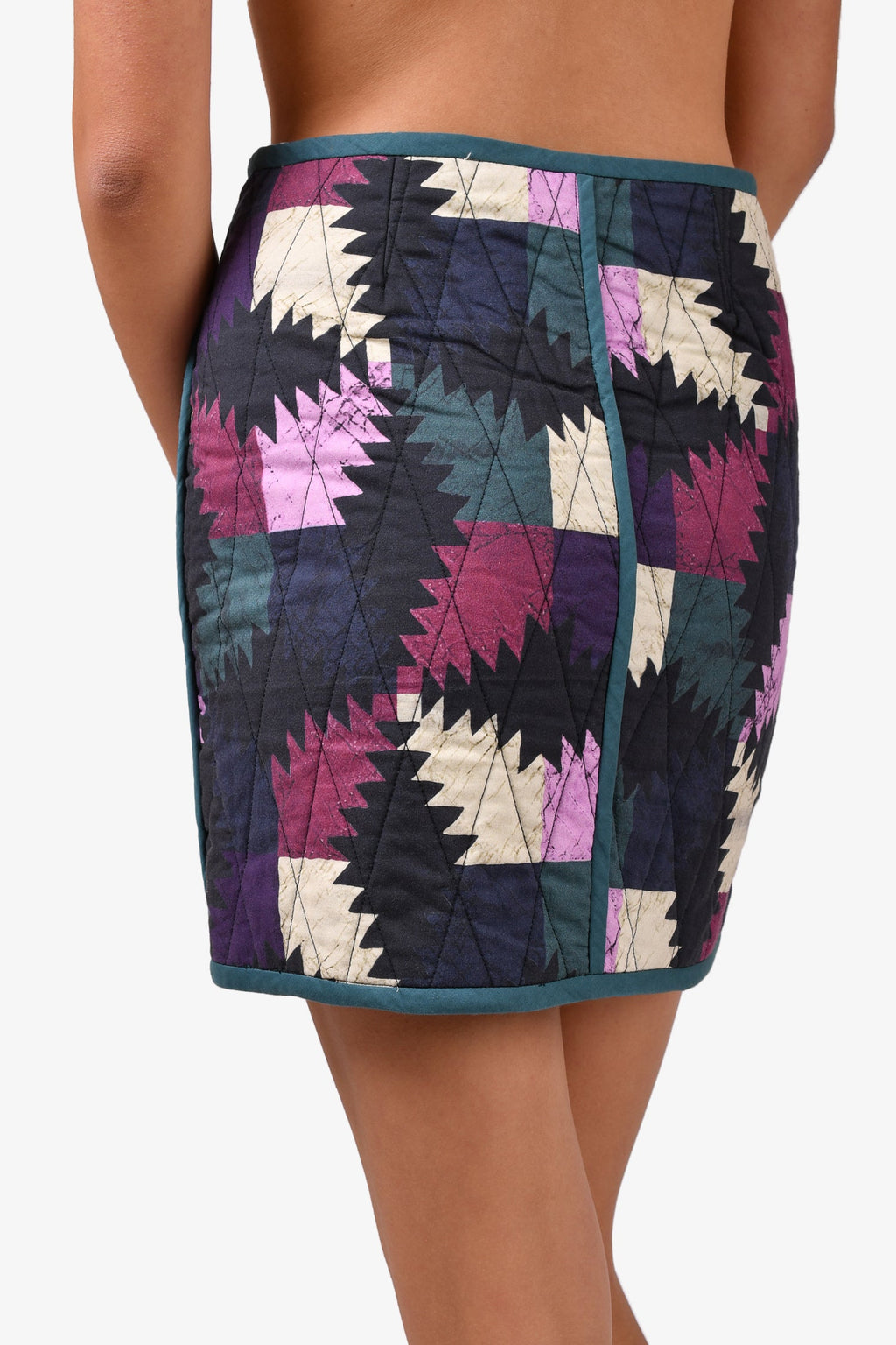 Isabel Marant Etoile Teal/Purple Quilted Zip Mini Skirt Size 34