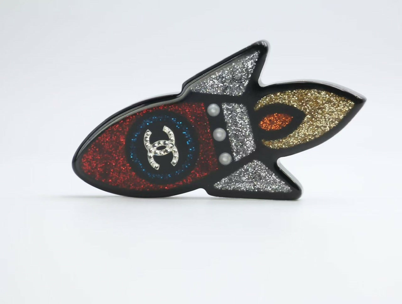 Chanel 17S Resin Rocket Glitter Creative Brooch