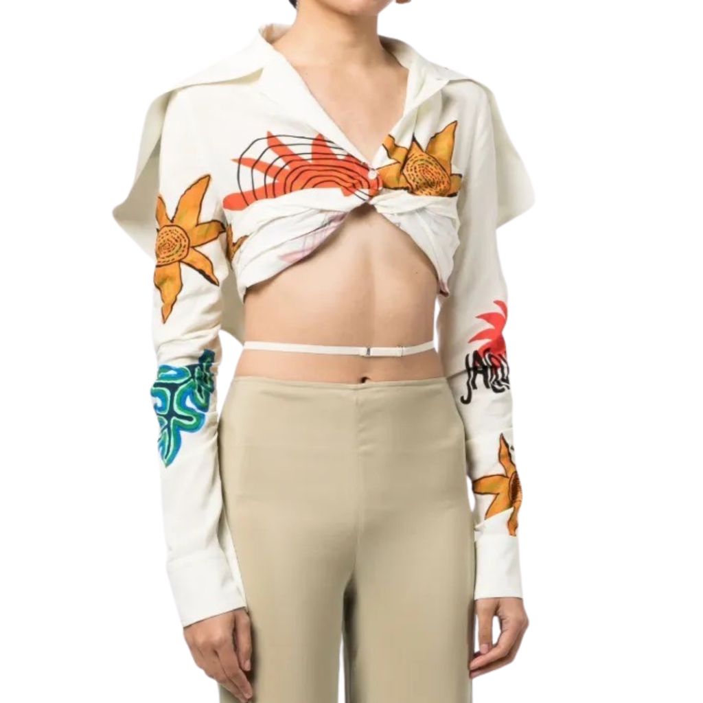Jacquemus 'La Chemise Meio' Cropped Shirt - Women's 36