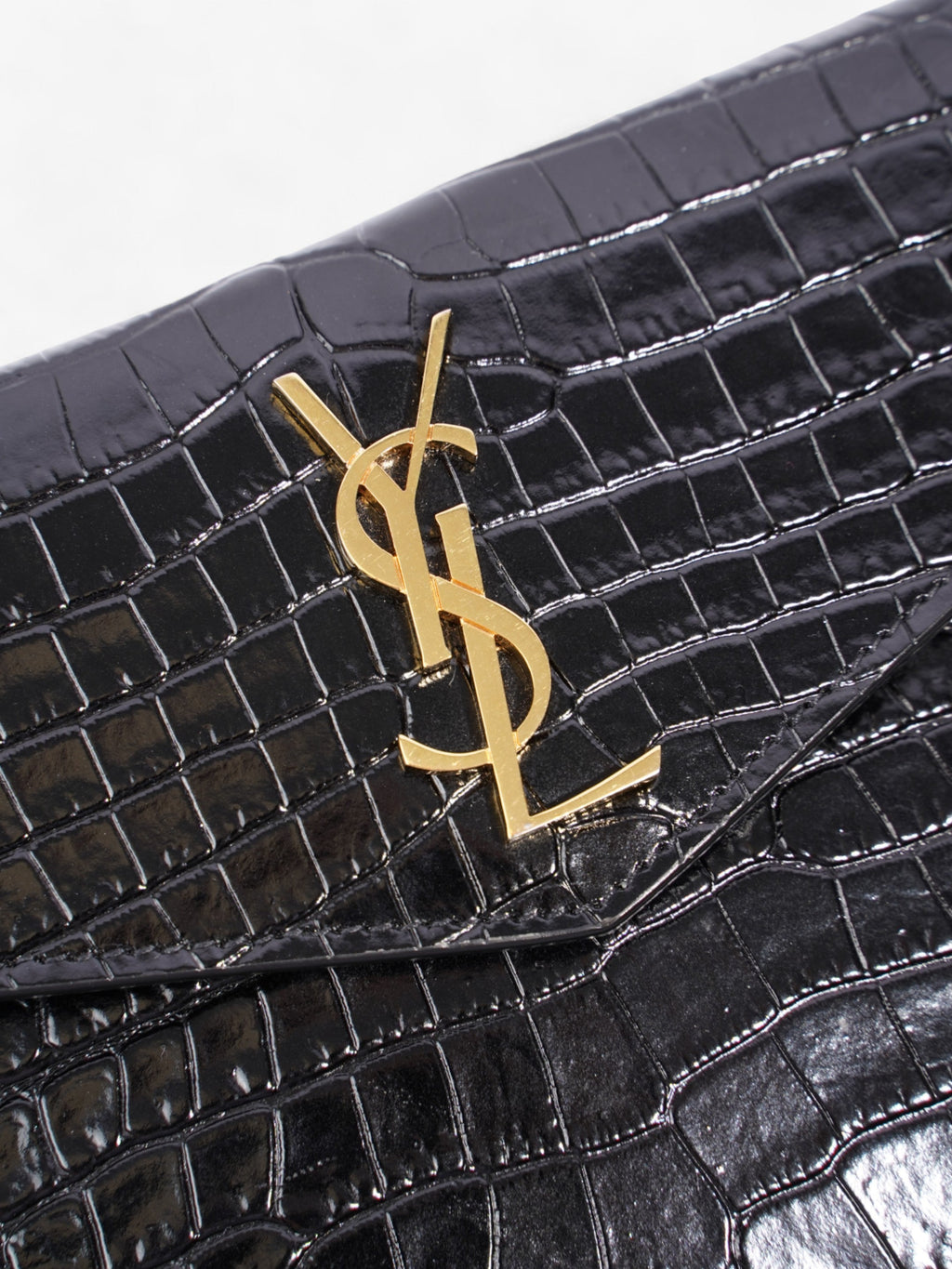Saint Laurent Uptown Clutch Black Embossed Leather Small