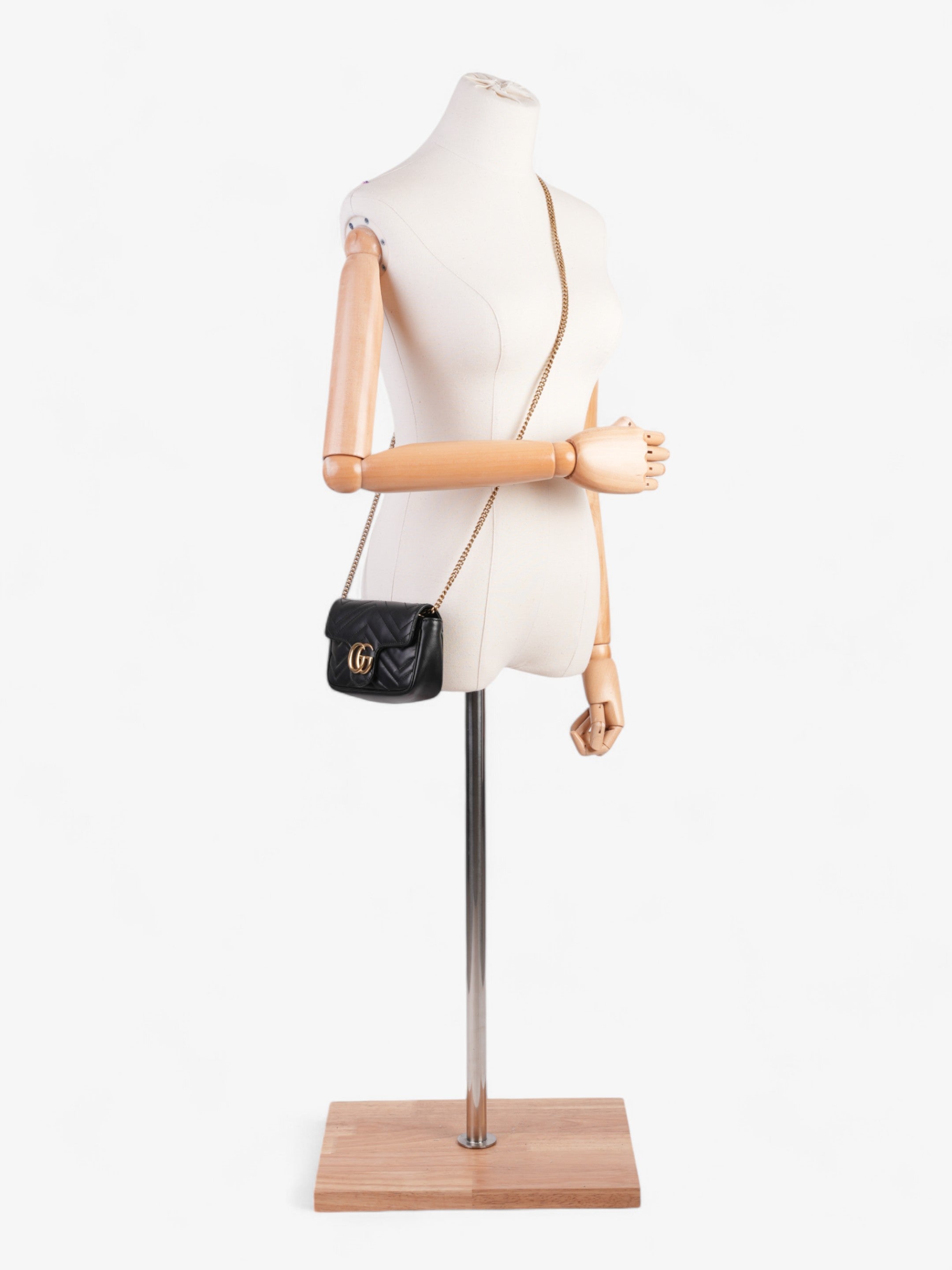 Gucci GG Marmont Black Matelasse Leather Super Mini