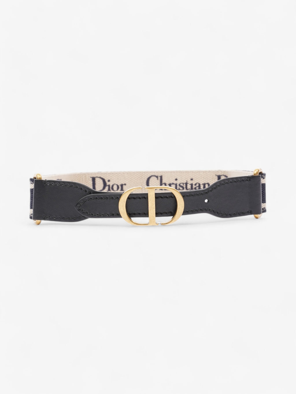 Christian Dior CD Belt Blue Oblique / Gold Canvas 80cm