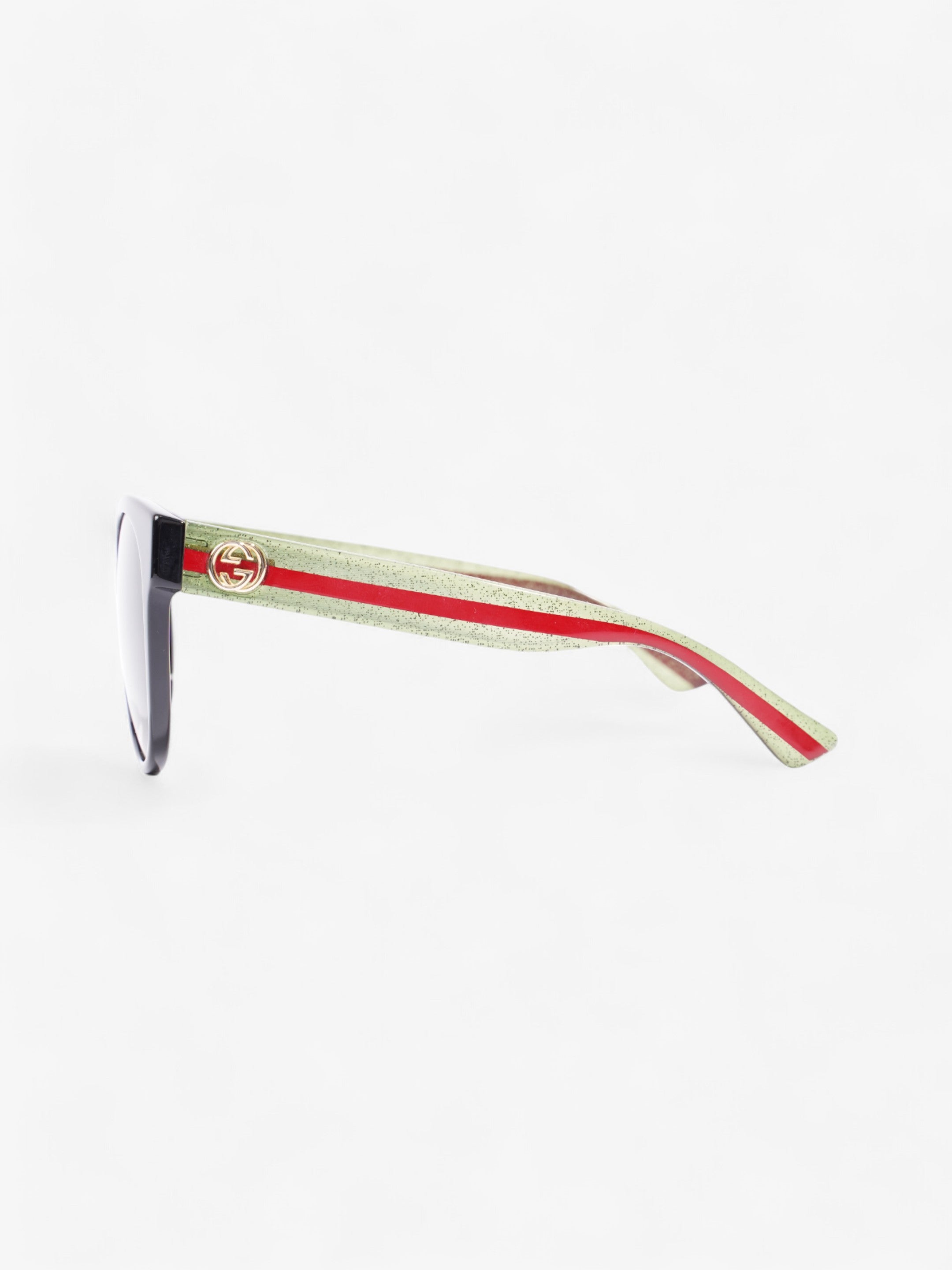 Gucci Interlocking G Sunglasses Black / Green / Red Acetate 140mm