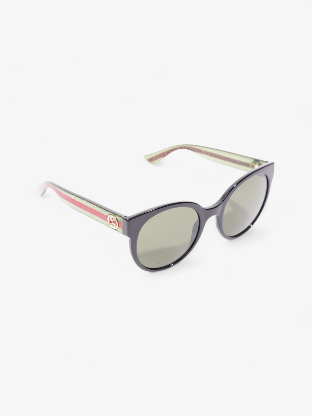 Gucci Interlocking G Sunglasses Black / Green / Red Acetate 140mm