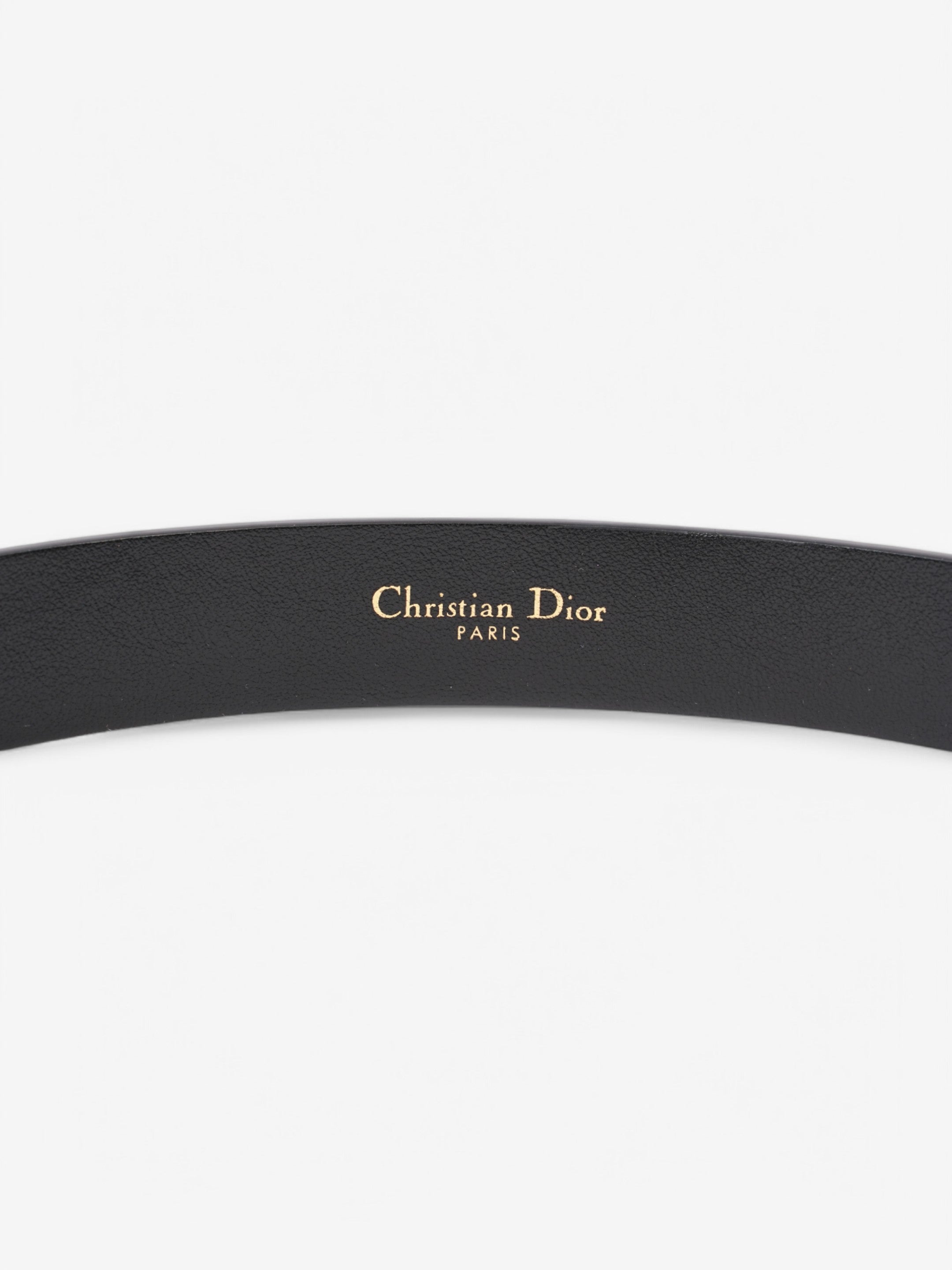 Christian Dior CD Belt Black / Gold Leather 75cm