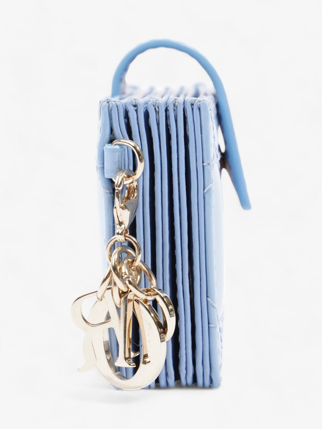 Christian Dior Lady Dior Jasmine  Holder Baby Blue / Light Gold Patent Leather