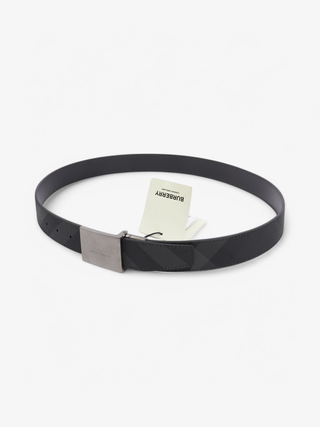 Burberry Reversible Belt Charcoal / Graphite Coated Canvas 100cm 40"