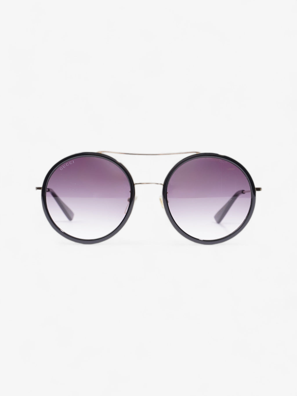 Gucci Round Sunglasses Black / Gold Base Metal 140mm