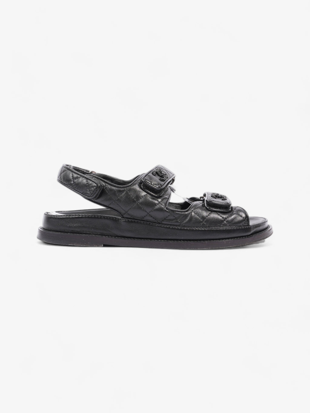 Chanel Dad Sandals Black Leather EU 40 UK 7