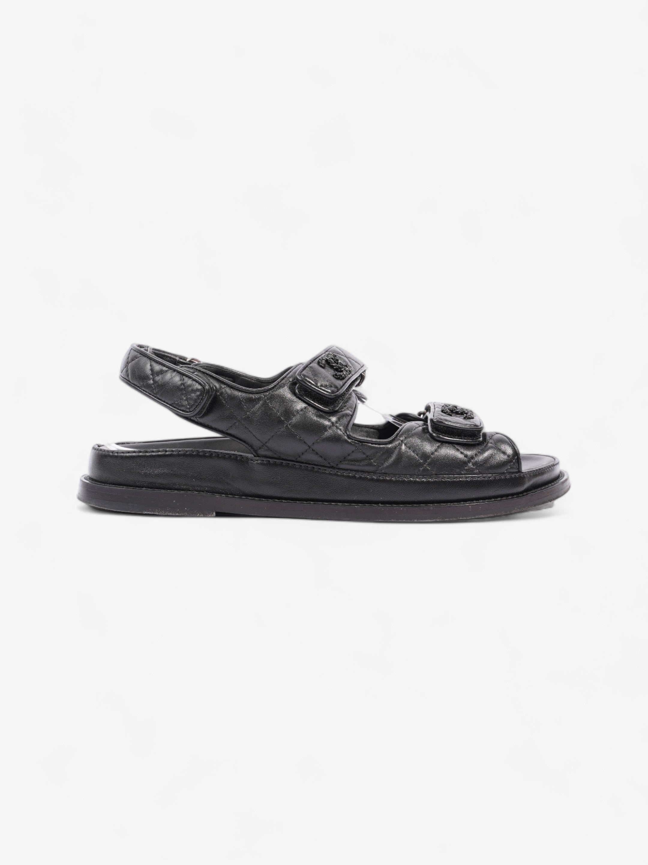 Chanel Dad Sandals Black Leather EU 40 UK 7