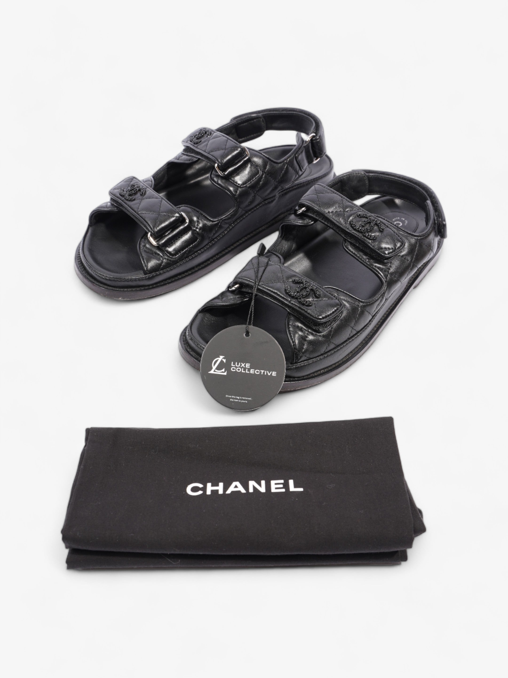 Chanel Dad Sandals Black Leather EU 40 UK 7