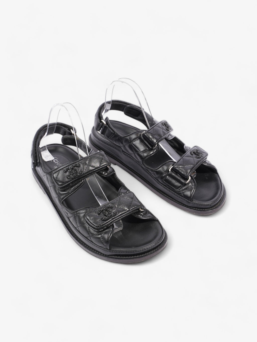 Chanel Dad Sandals Black Leather EU 40 UK 7