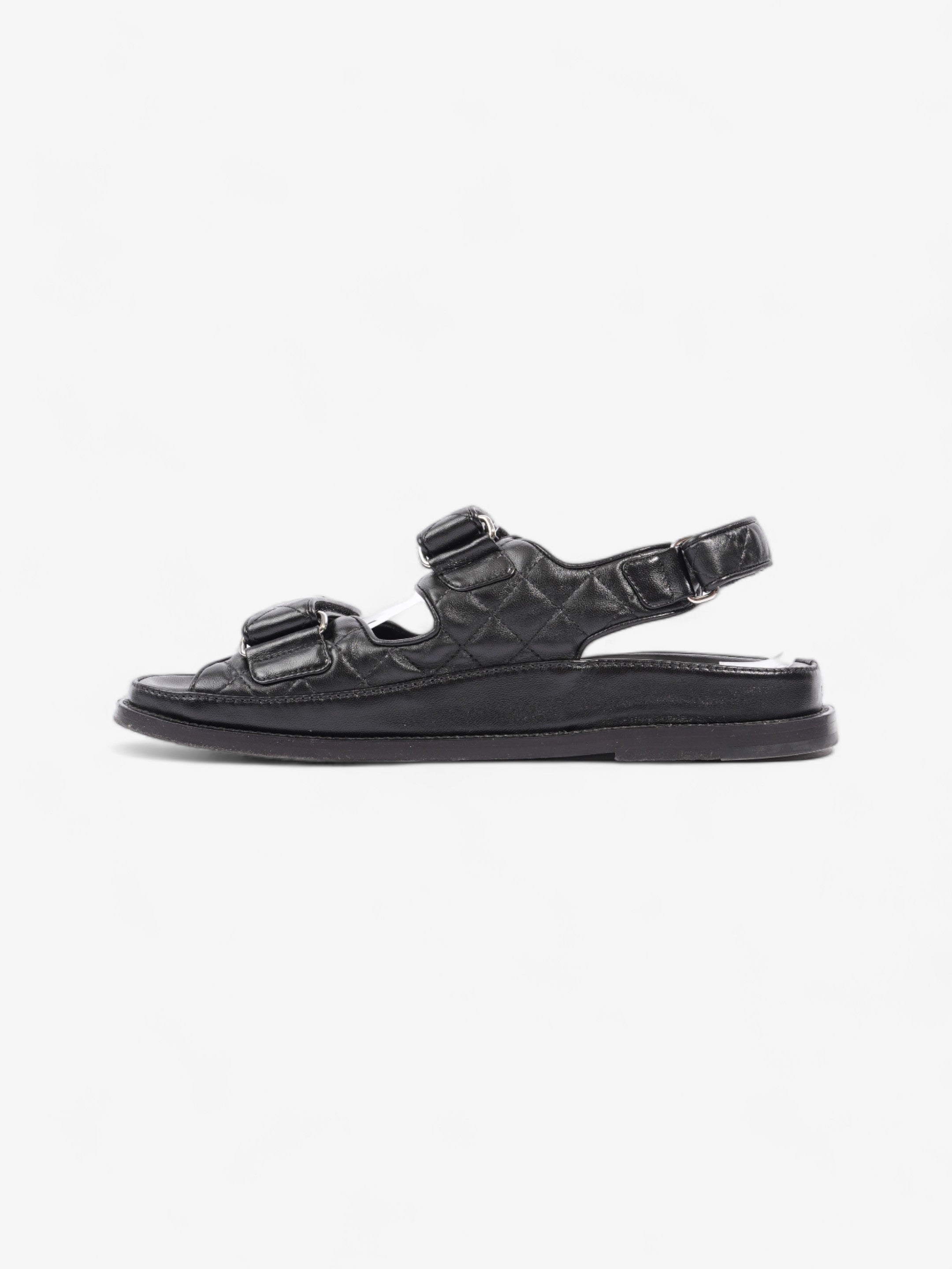 Chanel Dad Sandals Black Leather EU 40 UK 7