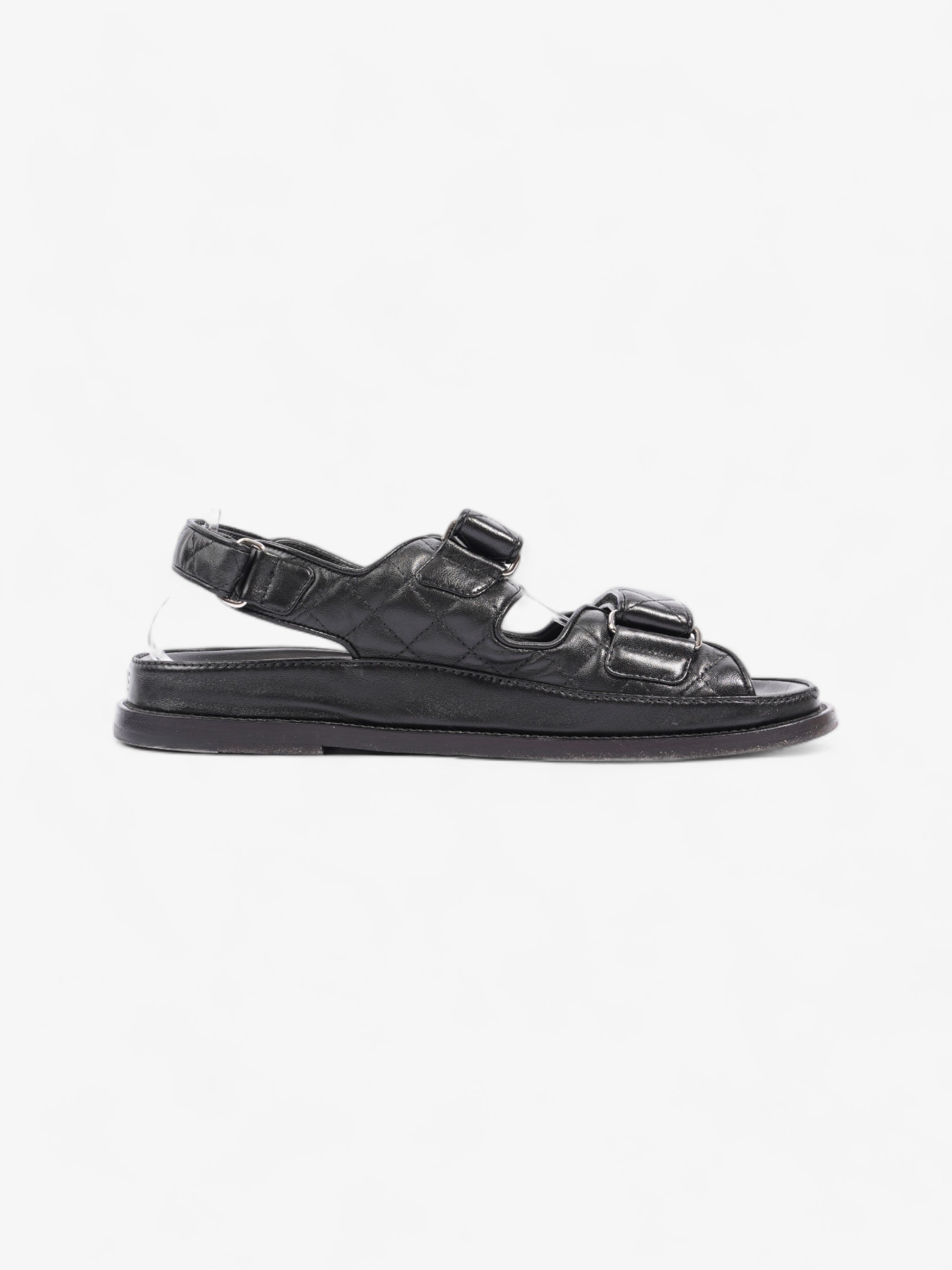 Chanel Dad Sandals Black Leather EU 40 UK 7