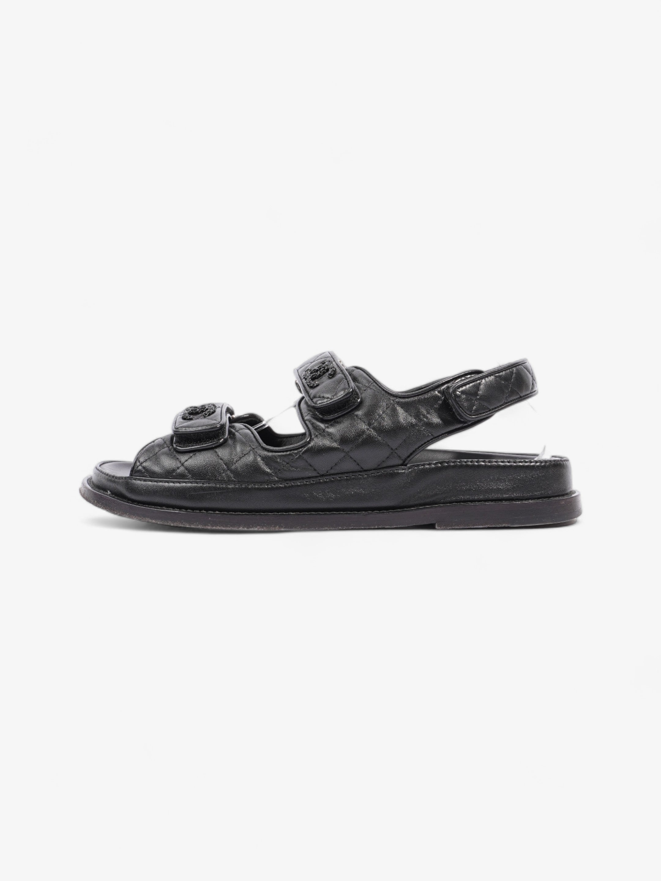 Chanel Dad Sandals Black Leather EU 40 UK 7