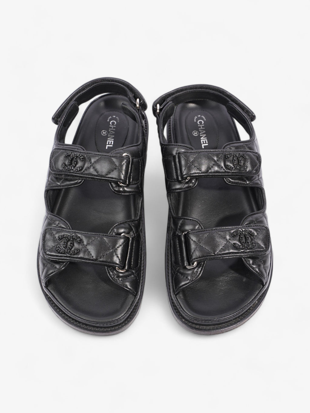Chanel Dad Sandals Black Leather EU 40 UK 7
