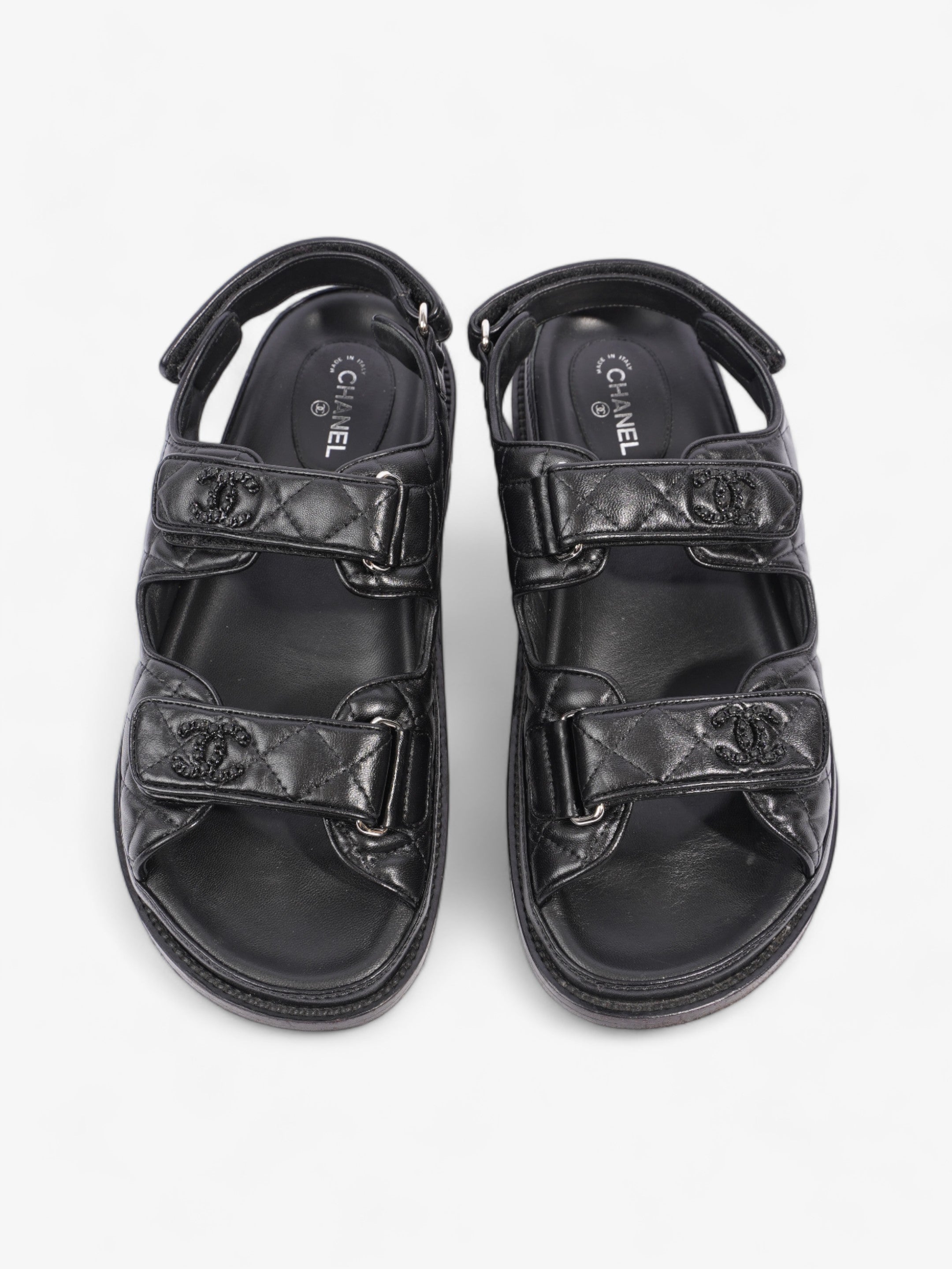 Chanel Dad Sandals Black Leather EU 40 UK 7