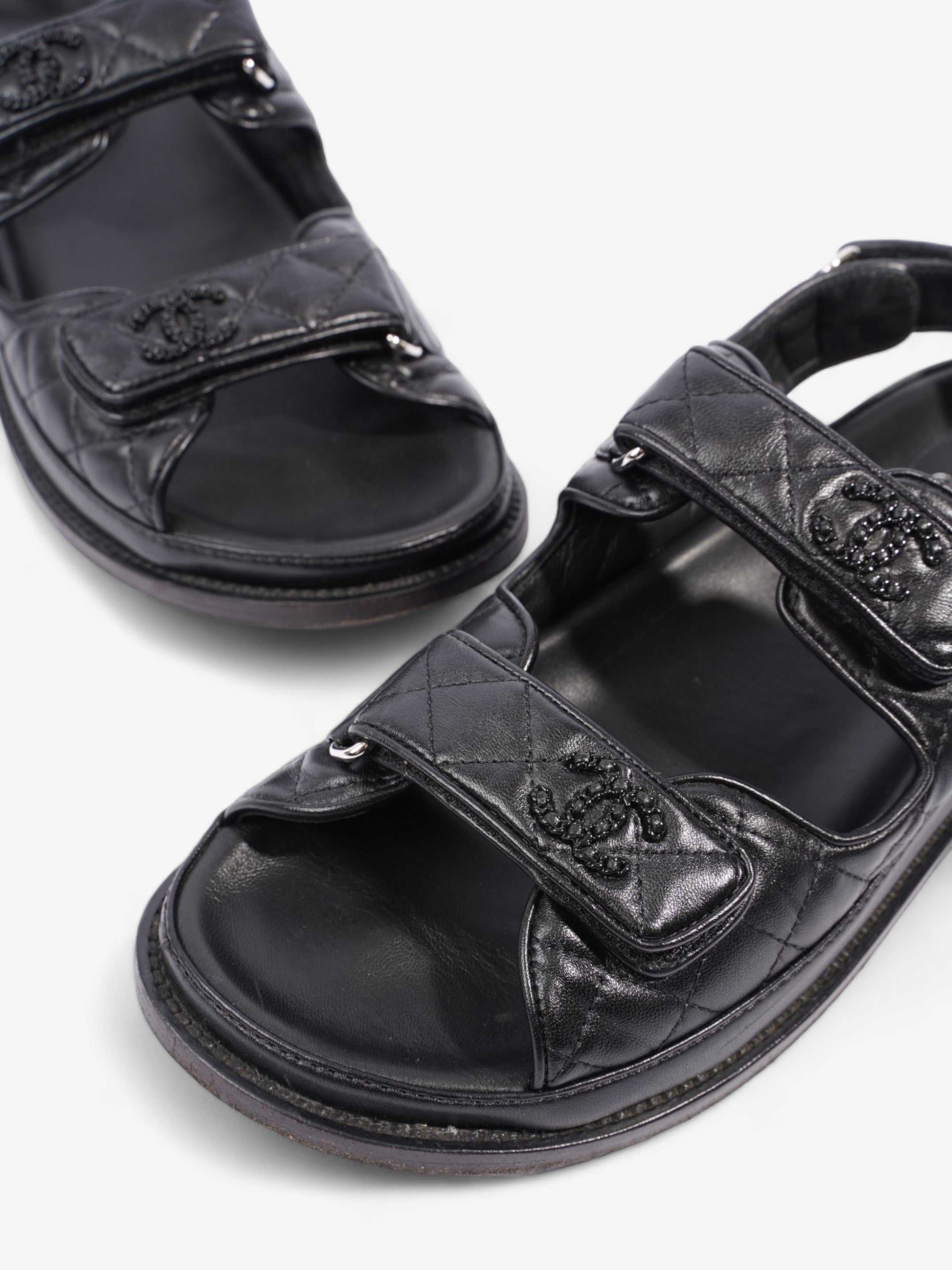 Chanel Dad Sandals Black Leather EU 40 UK 7