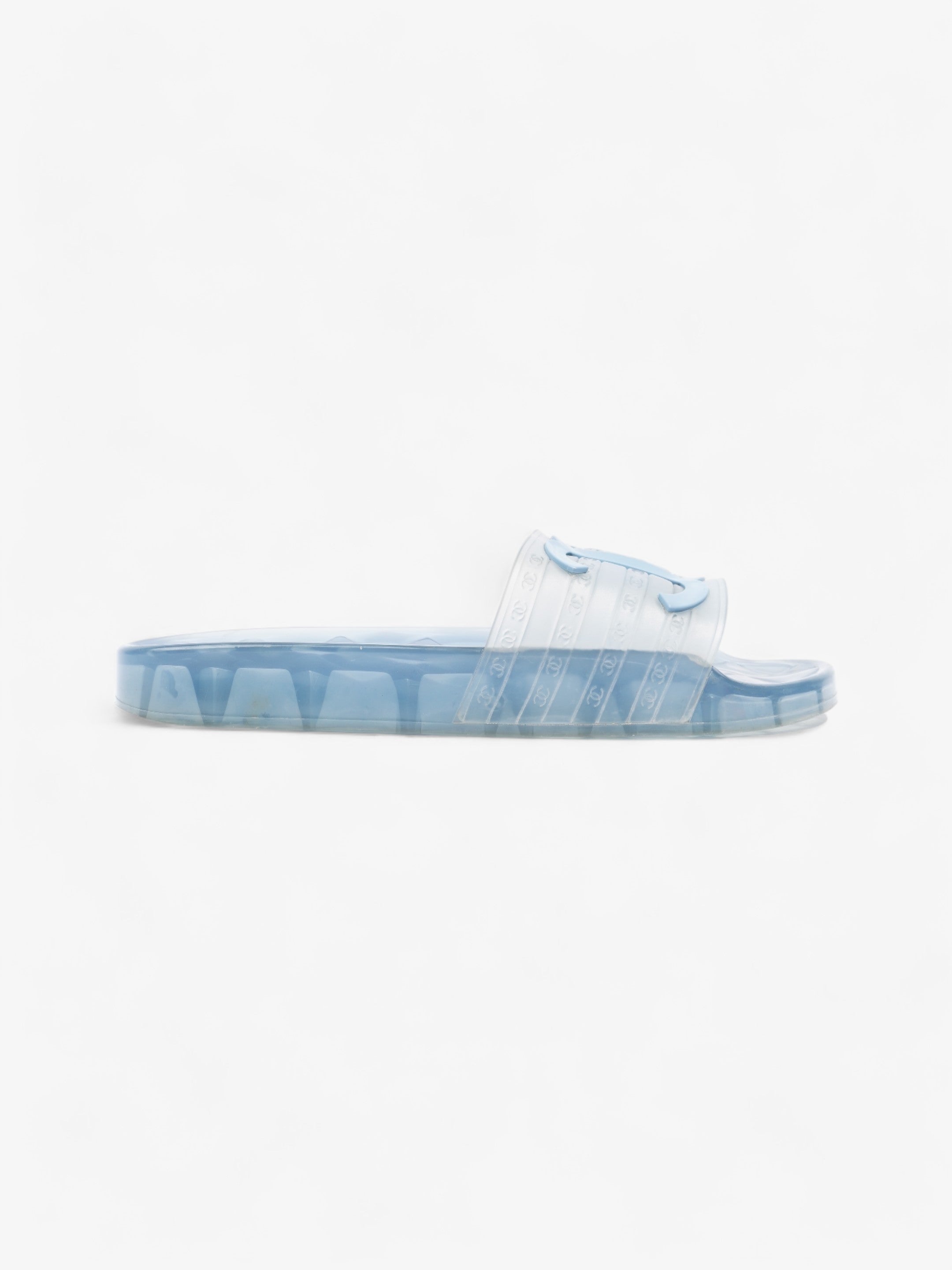 Chanel CC Logo Transparent Slides Blue PVC EU 38 UK 5
