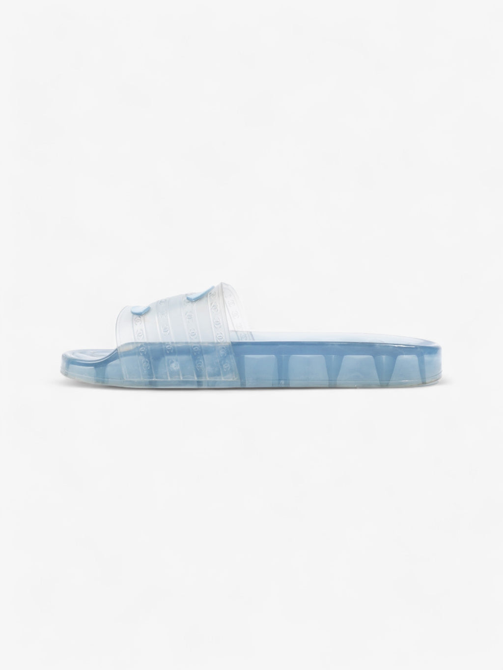 Chanel CC Logo Transparent Slides Blue PVC EU 38 UK 5