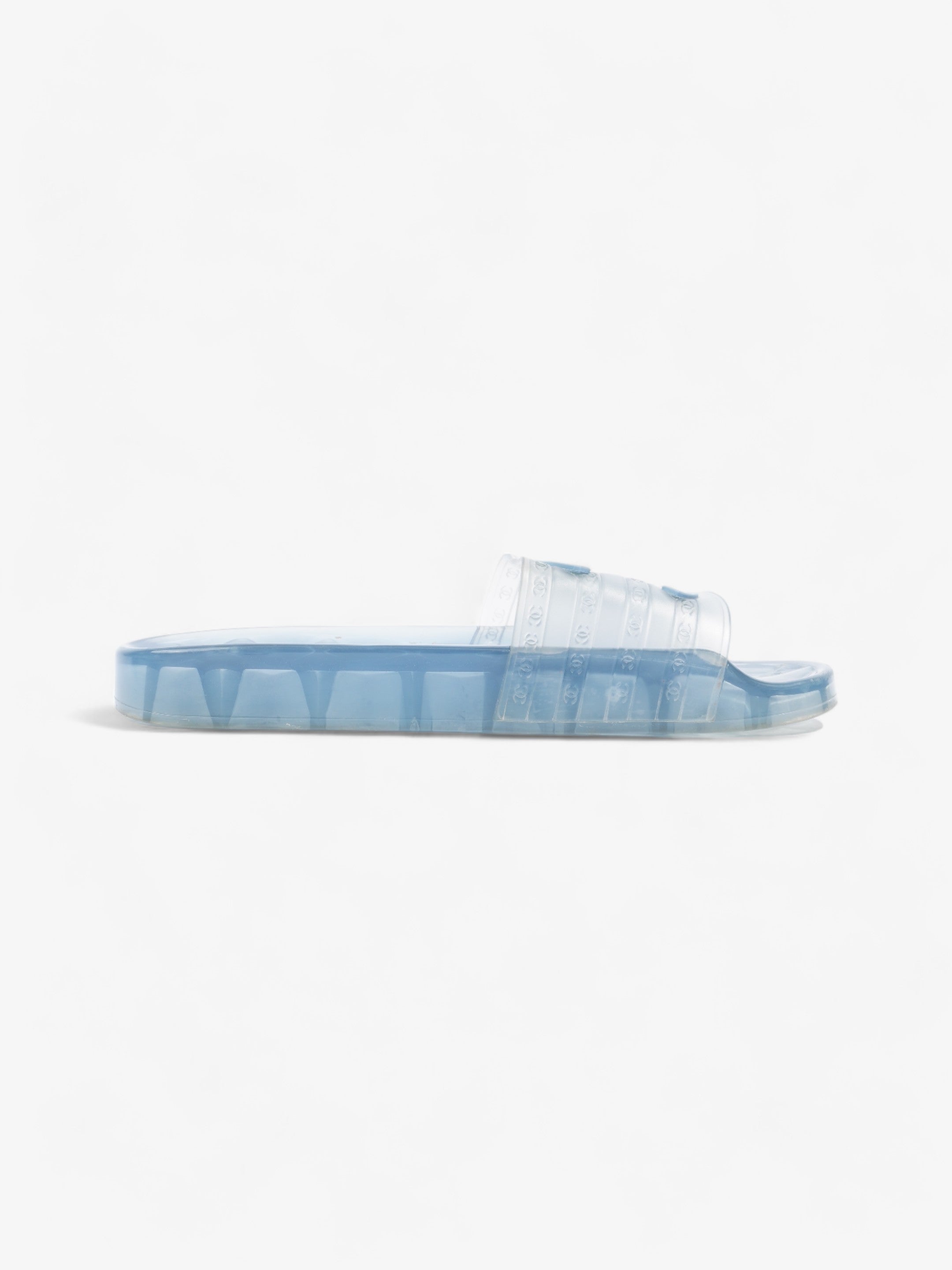 Chanel CC Logo Transparent Slides Blue PVC EU 38 UK 5