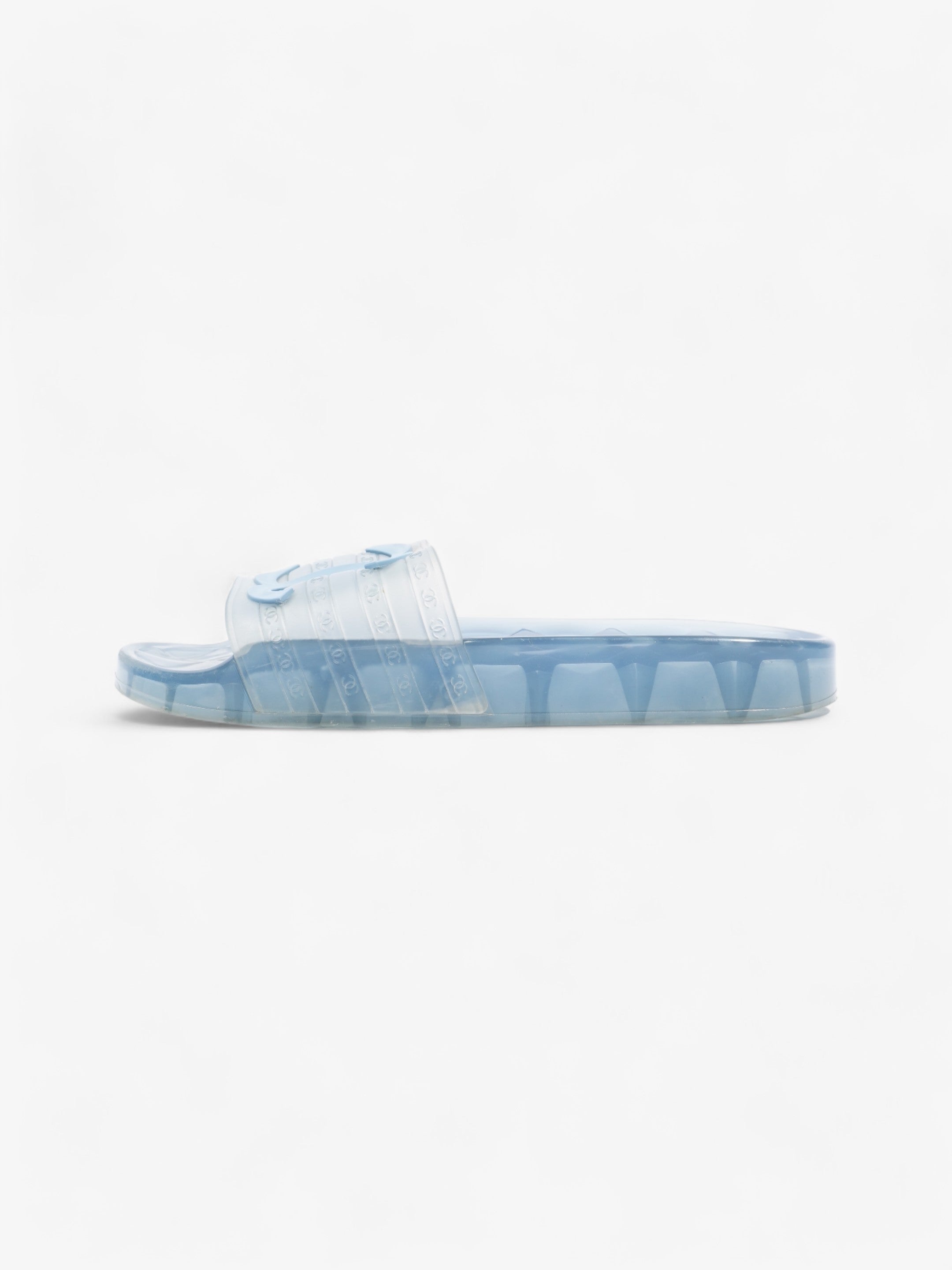 Chanel CC Logo Transparent Slides Blue PVC EU 38 UK 5
