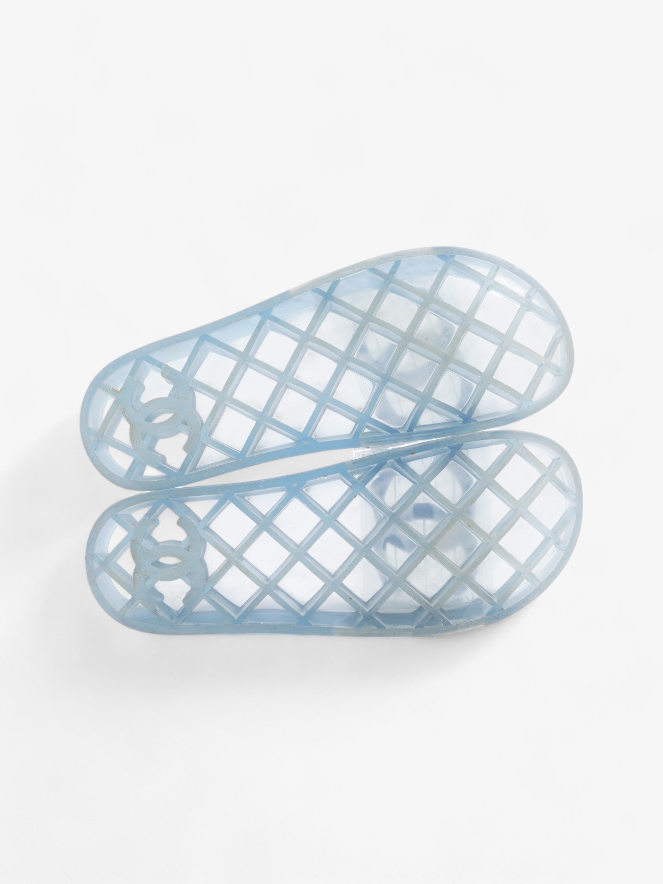 Chanel CC Logo Transparent Slides Blue PVC EU 38 UK 5