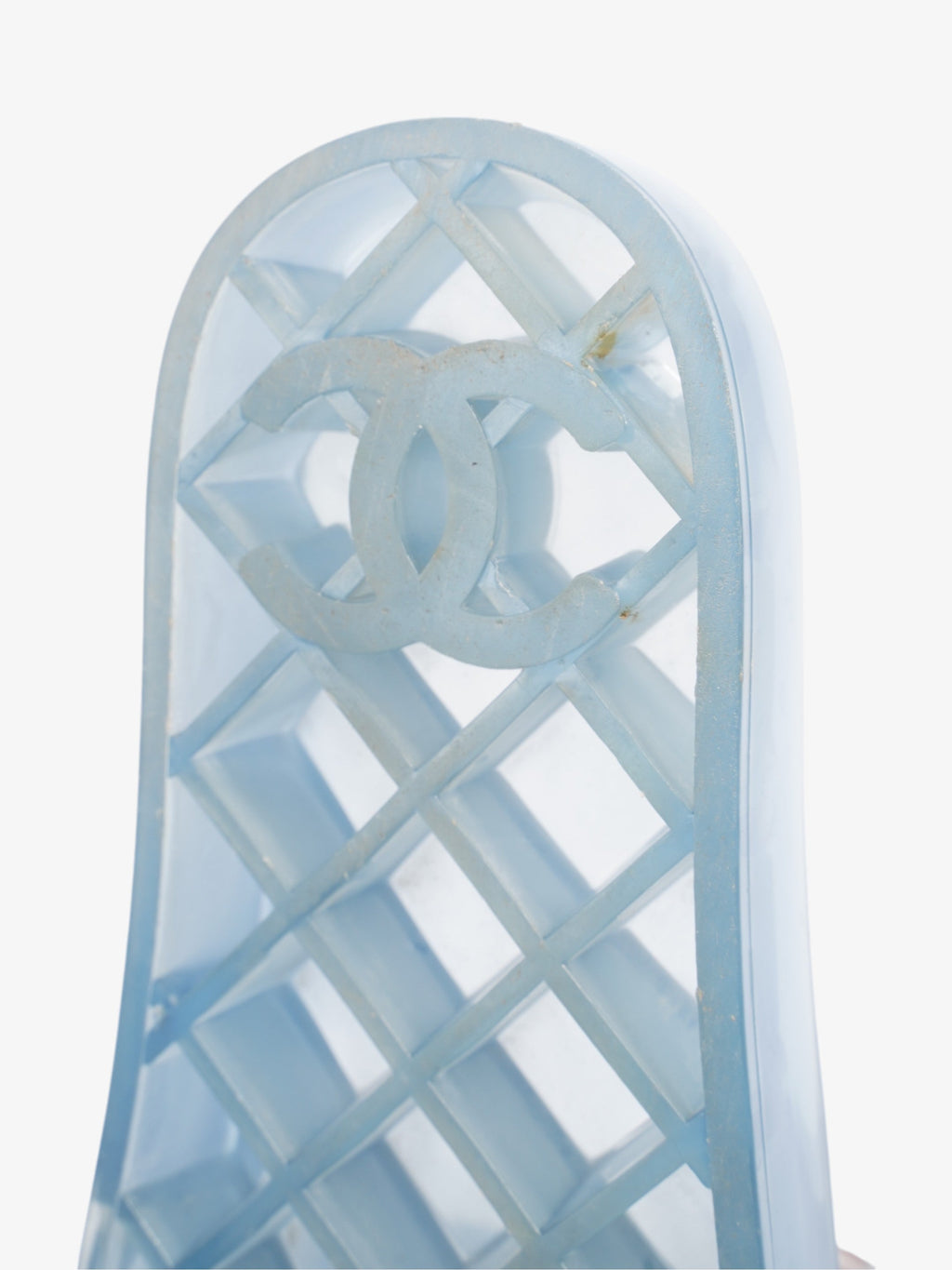 Chanel CC Logo Transparent Slides Blue PVC EU 38 UK 5