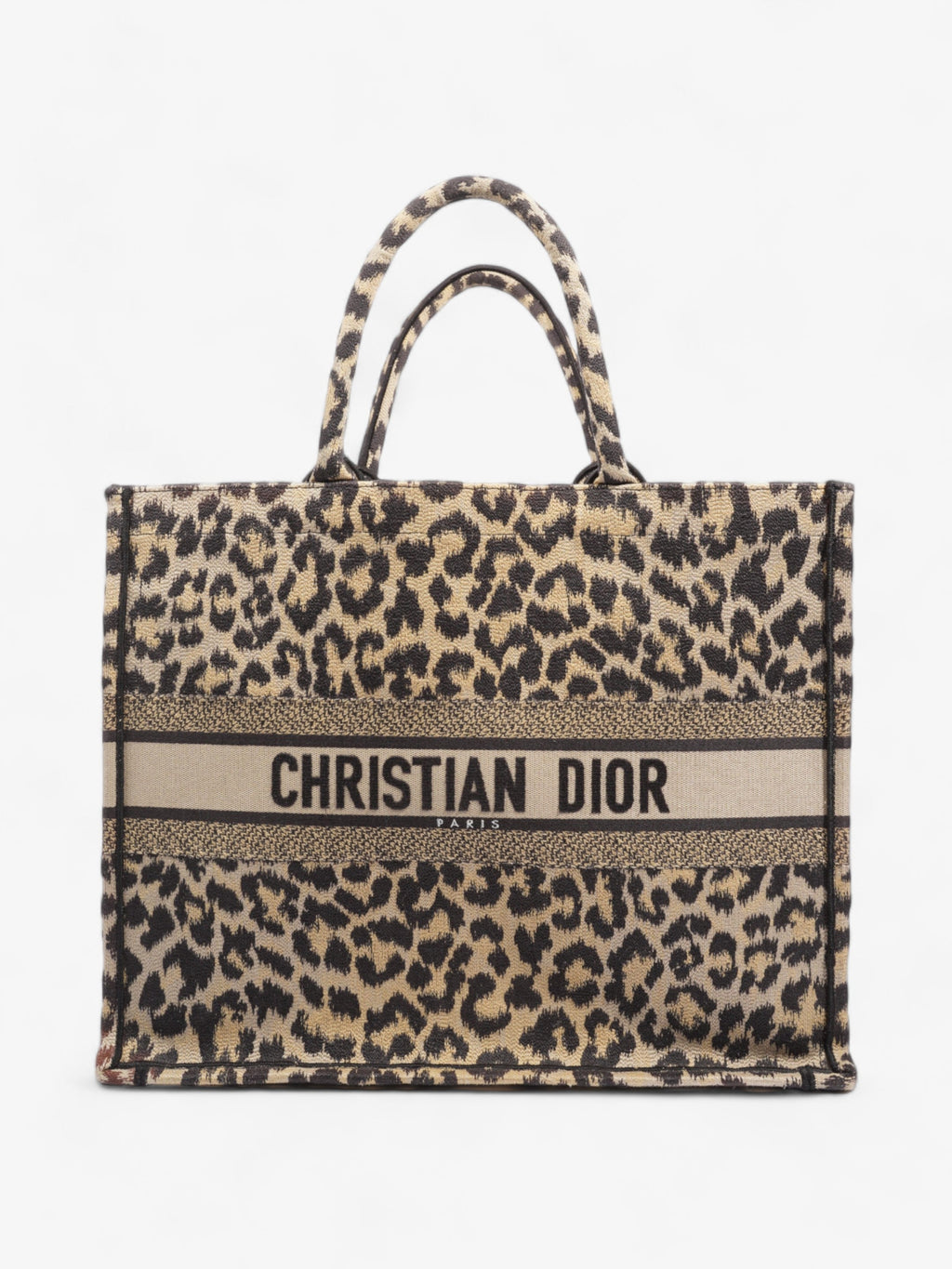 Christian Dior Book Tote Leopard Print Canvas Large