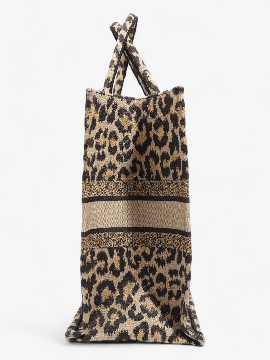 Christian Dior Book Tote Leopard Print Canvas Large