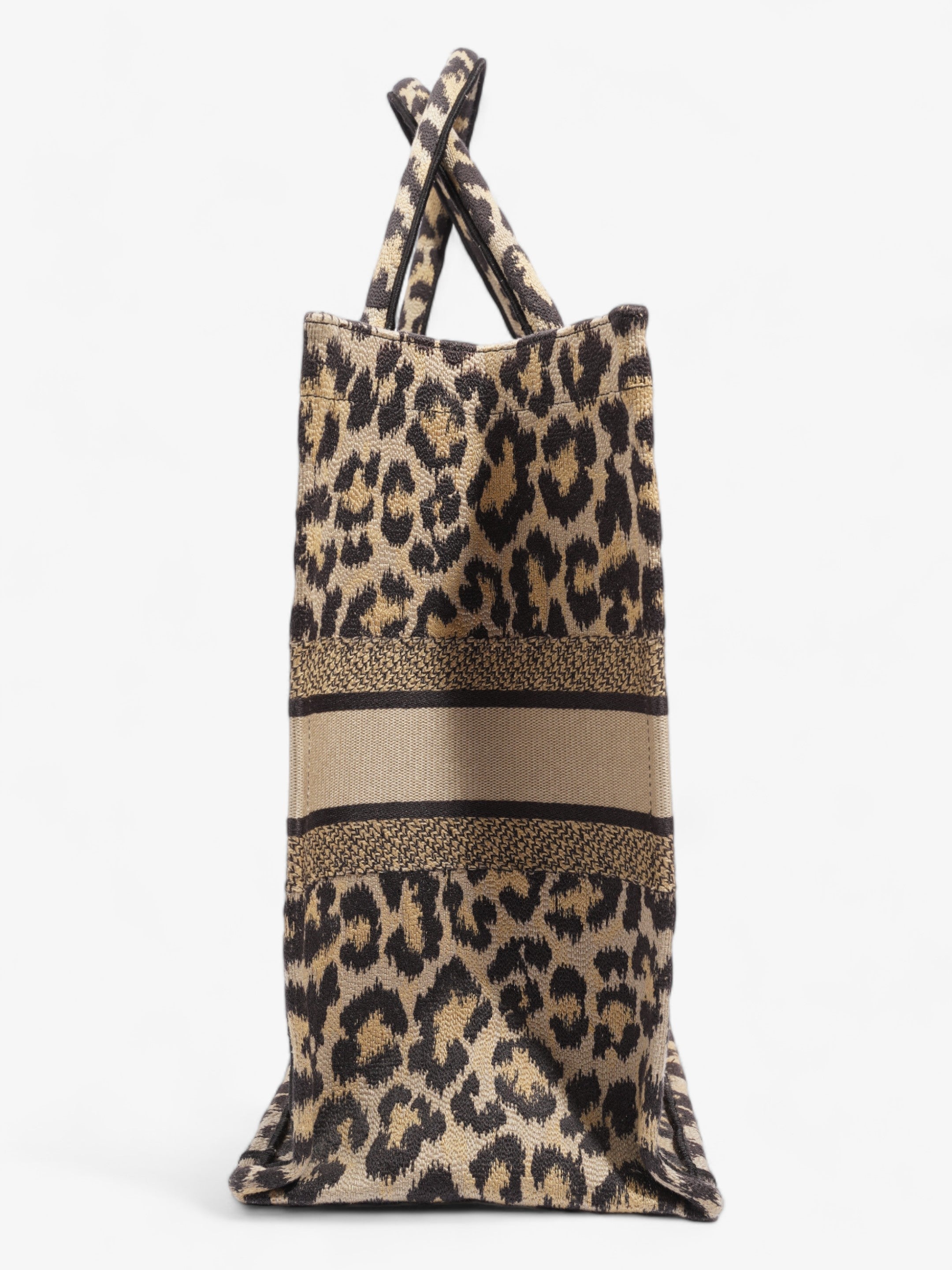 Christian Dior Book Tote Leopard Print Canvas Large