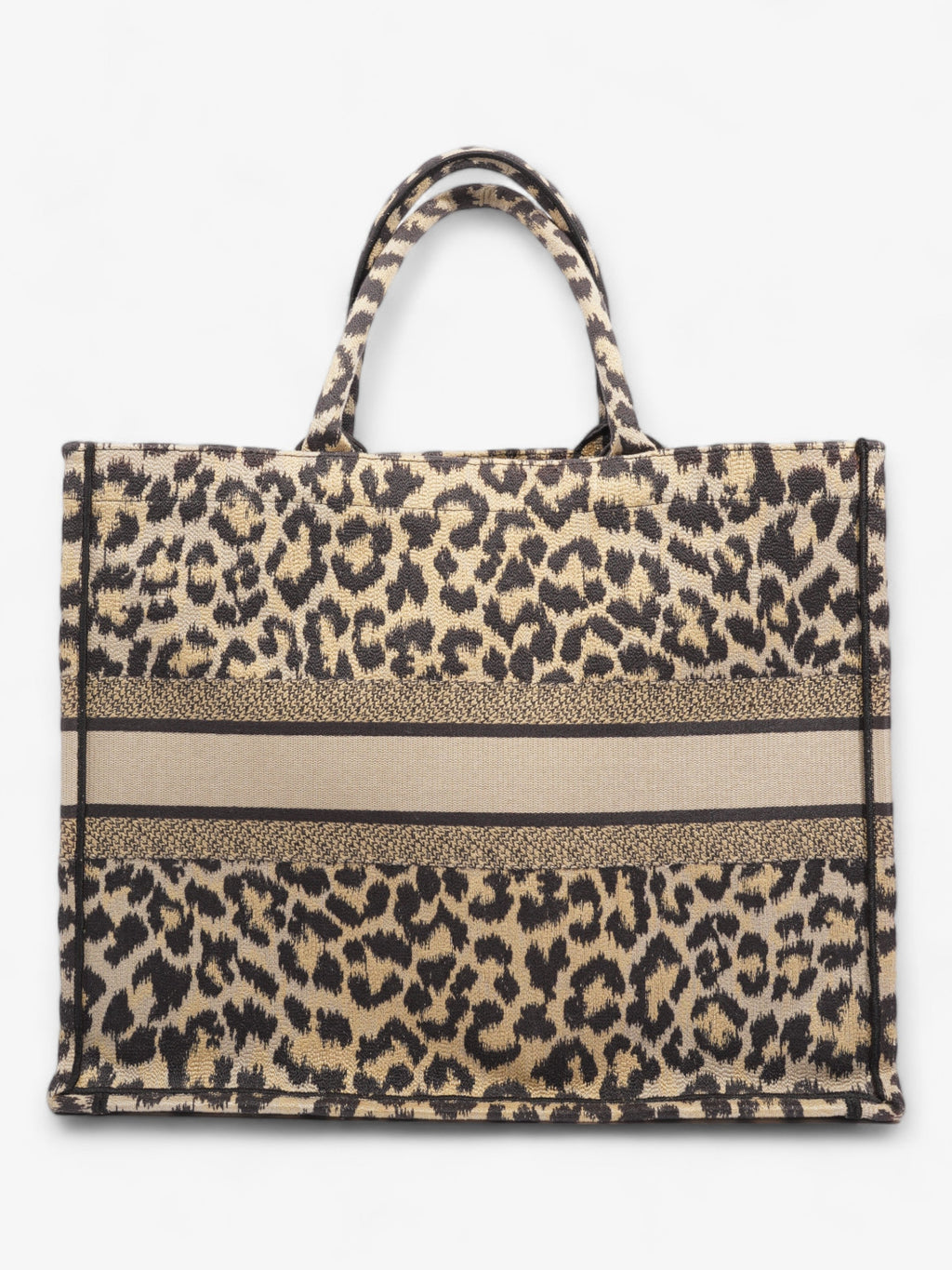 Christian Dior Book Tote Leopard Print Canvas Large