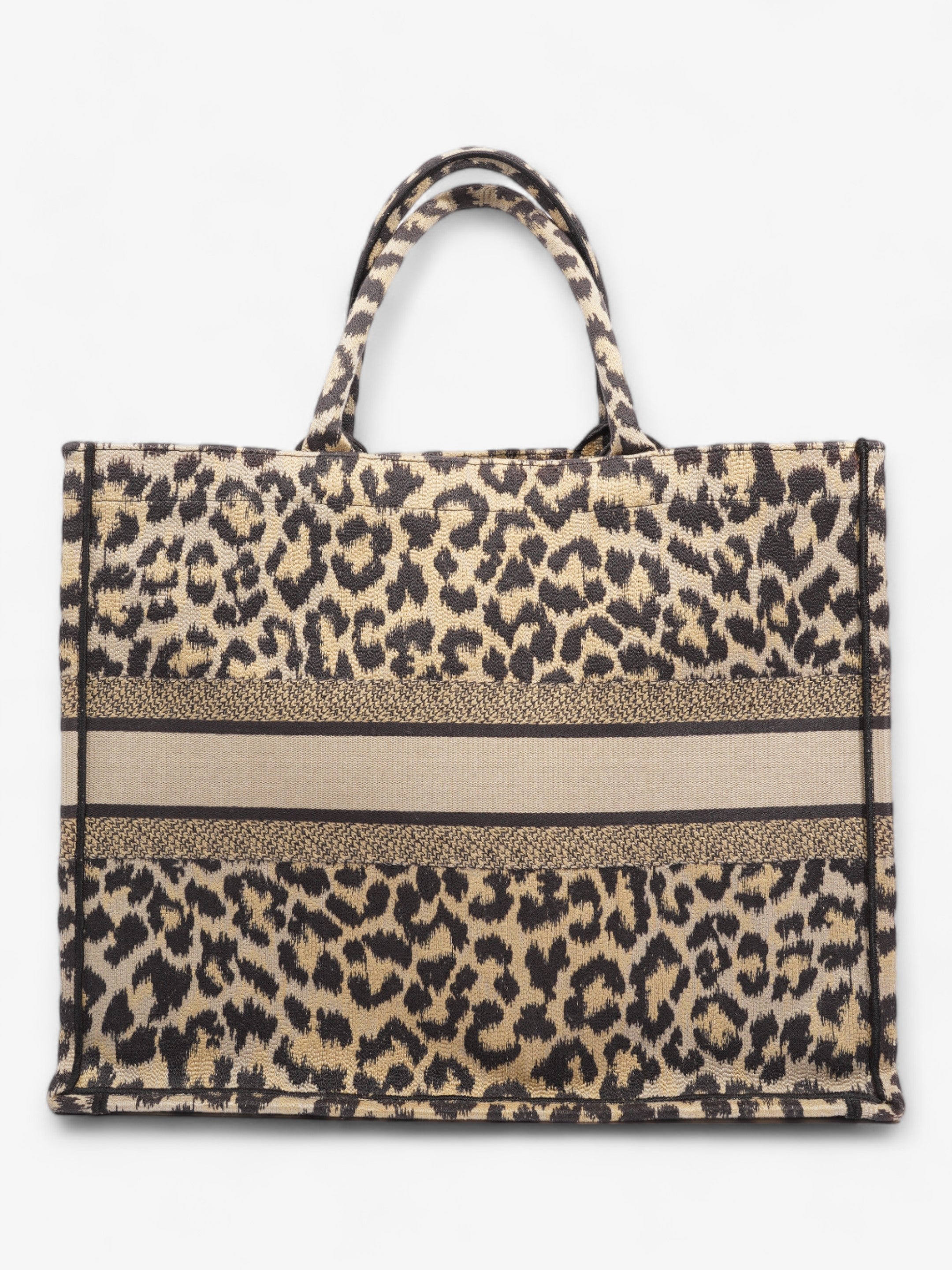 Christian Dior Book Tote Leopard Print Canvas Large